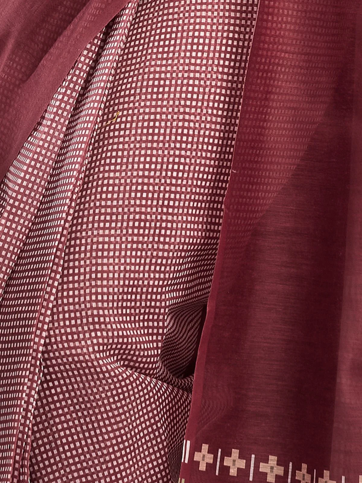 Odette Dark Mauve Cotton Linen Zari Work Saree For Women - Image 6