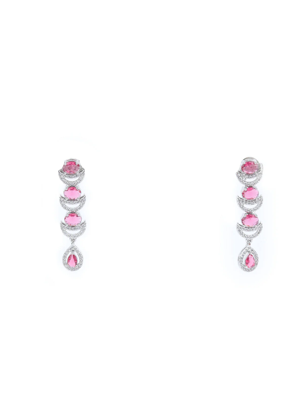 Odette Dark Pink Alloy Embellished Jewellery Set For Women - Image 6