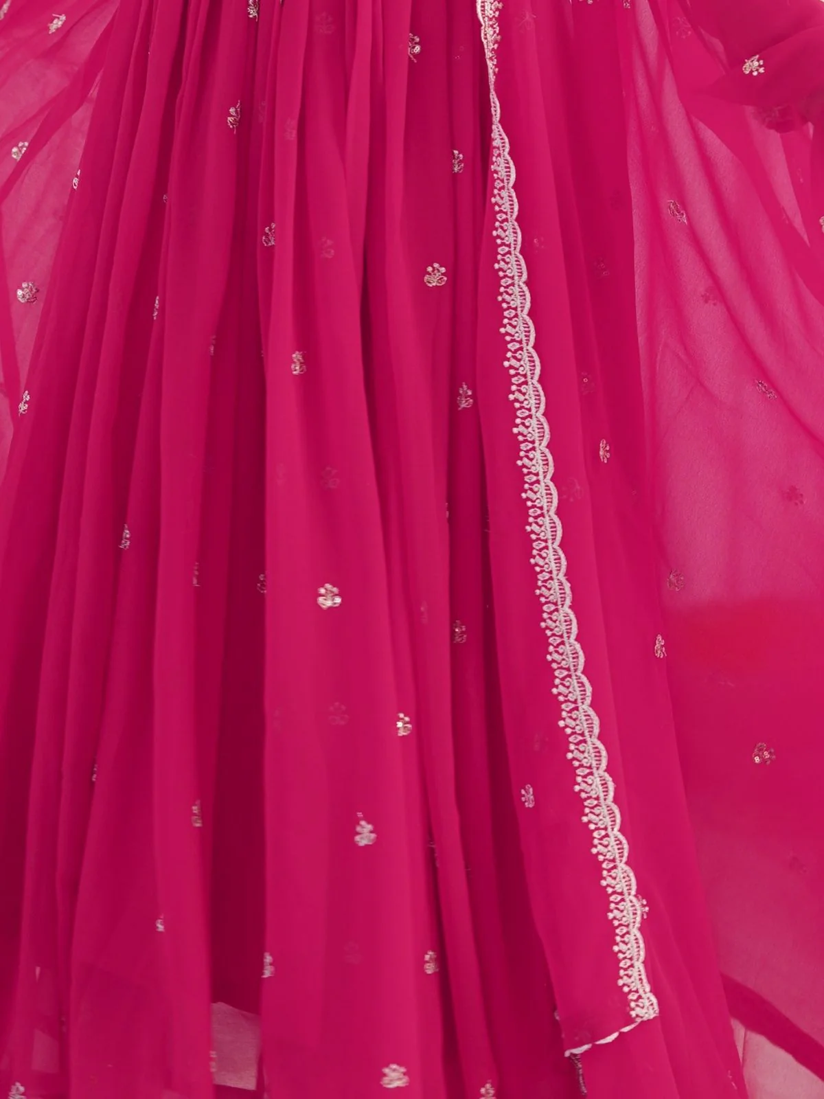 Odette Dark Pink Georgette Sequins Embroidered Stitched Kurta Set For Women - Image 9