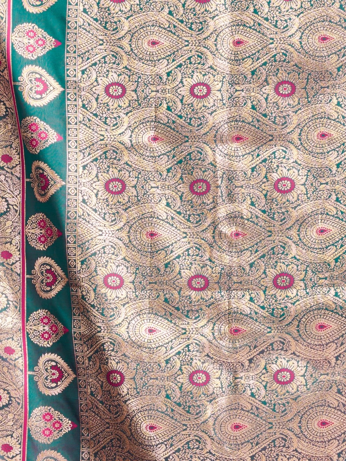 Odette Dark Pink Silk Blend Woven Saree For Women - Image 6