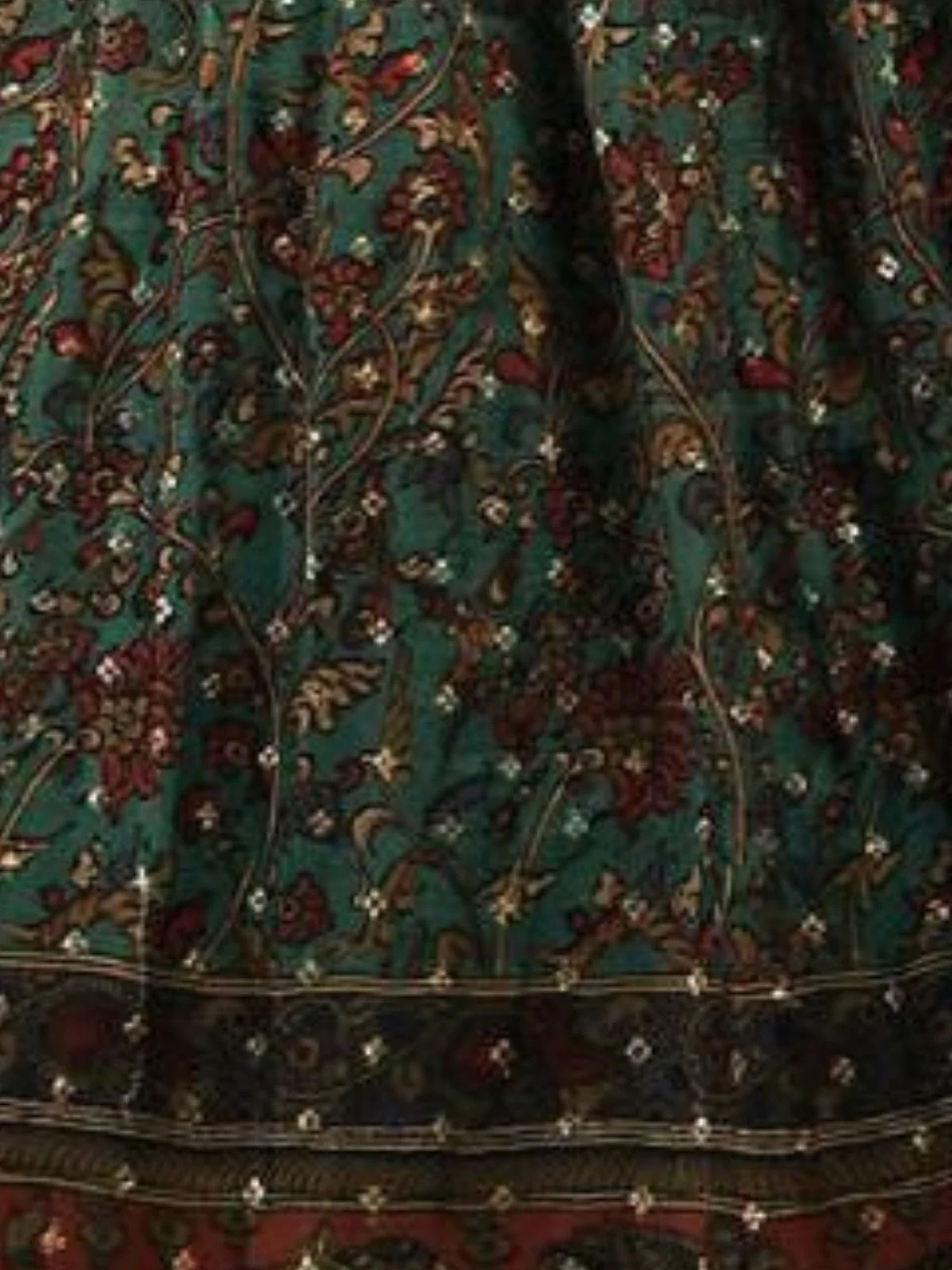Odette Deep Green Chinon Embellished Semi Stitched Lehenga For Women - Image 5