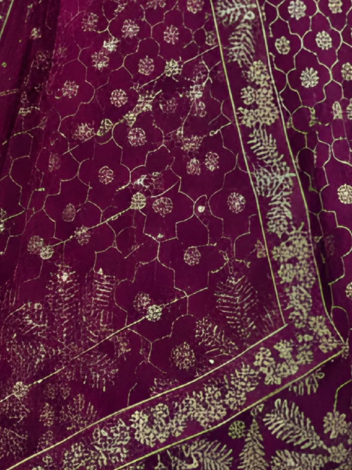 Odette Deep Magenta Net Embellished Semi Stitched Lehenga For Women - Image 5
