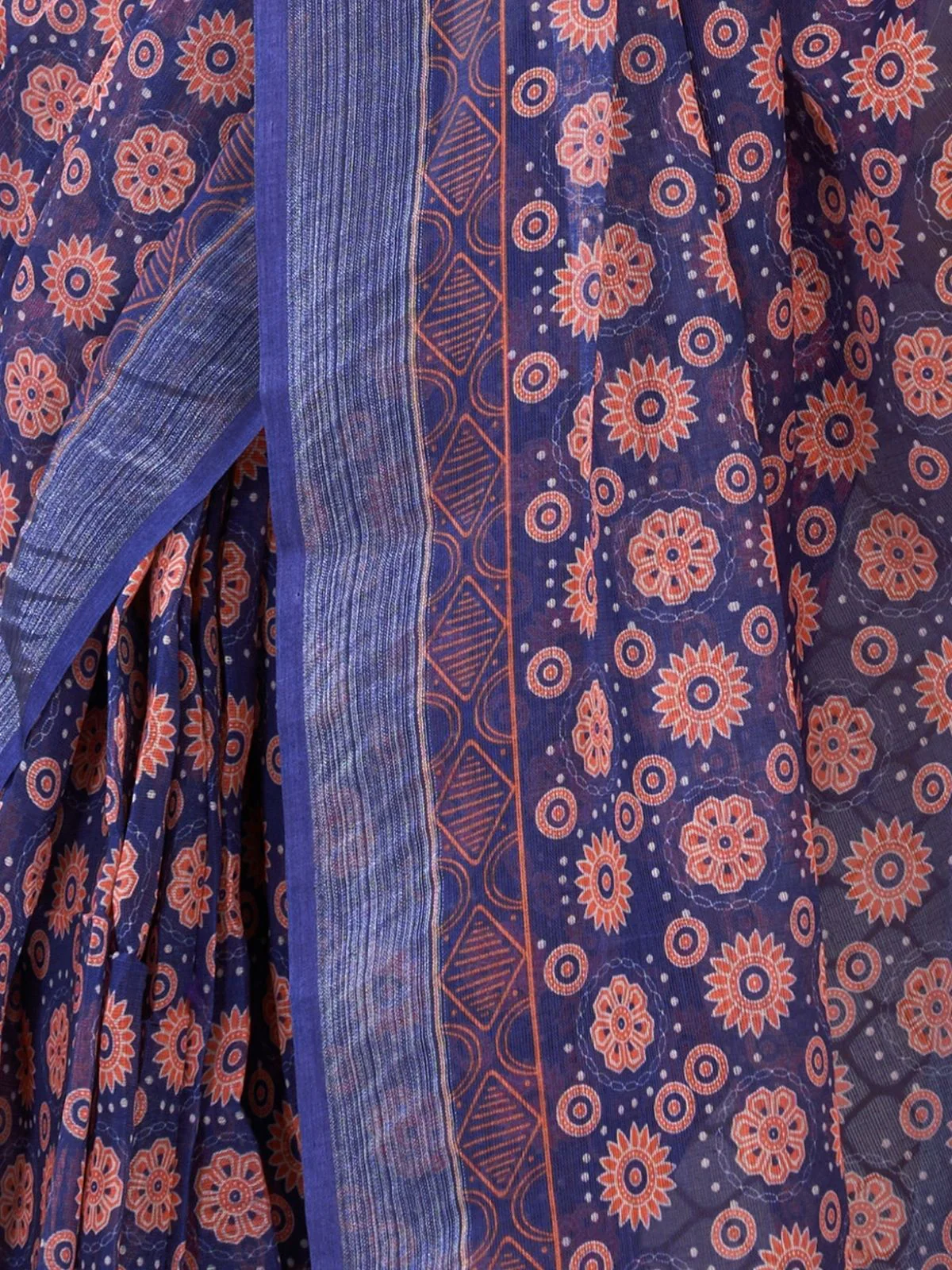 Odette Deep Purple Cotton Linen Zari Work Saree For Women - Image 6