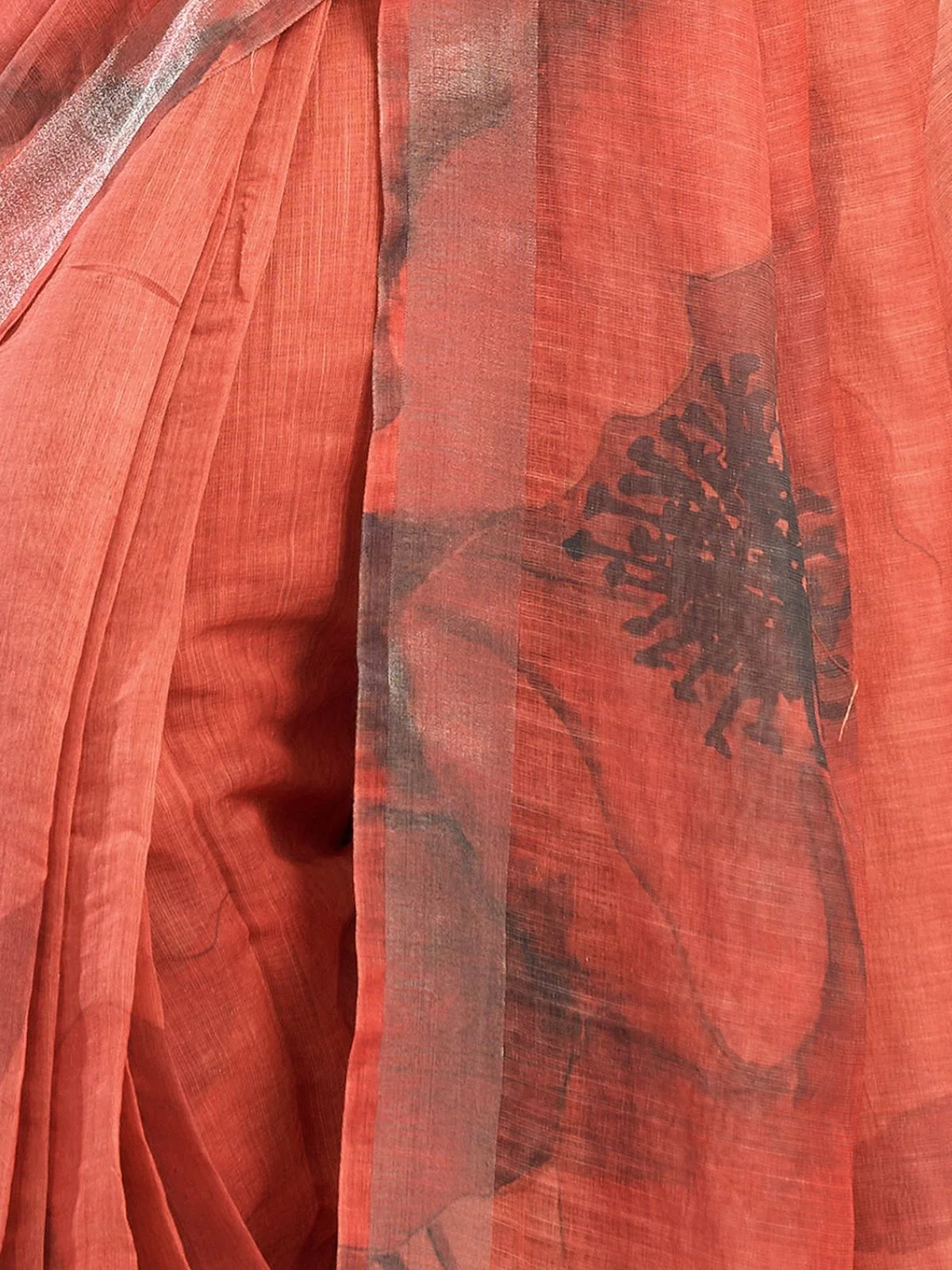 Odette Dusty Mauve Cotton Linen Zari Work Saree For Women - Image 6