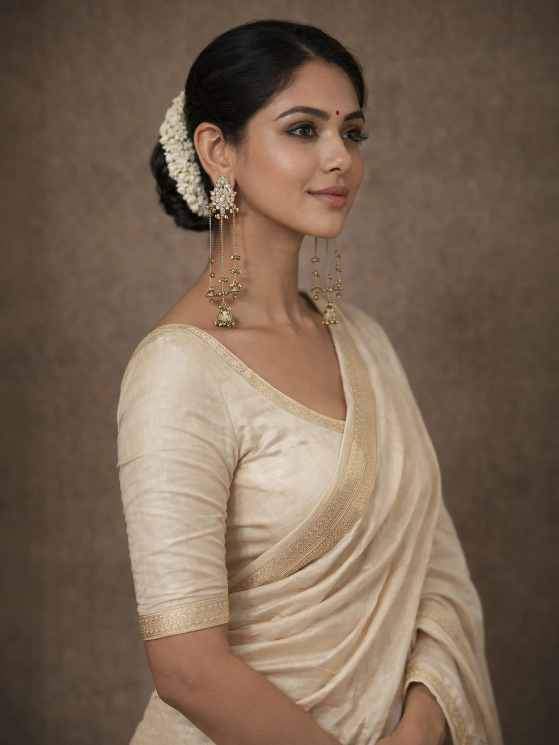 Odette Gold Alloy Pearl And Stone Earrings For Women - Image 2