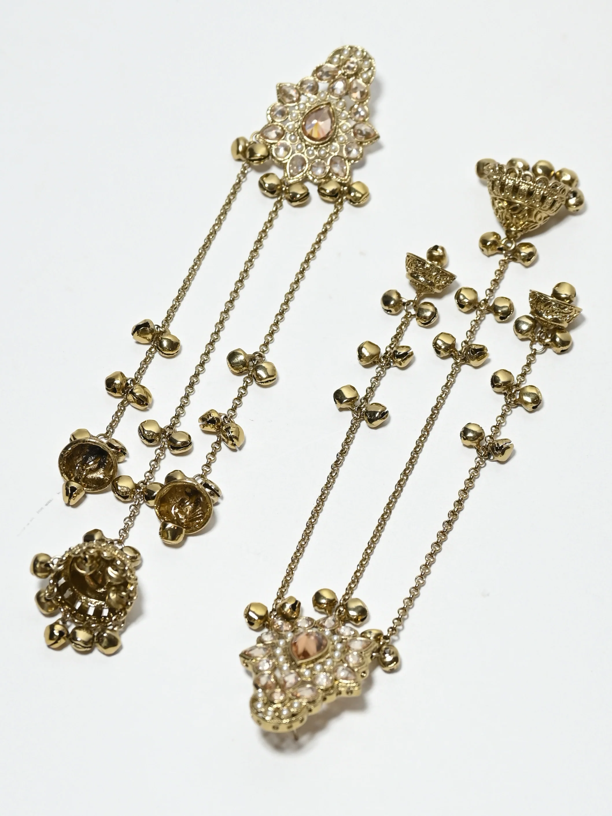 Odette Gold Alloy Pearl And Stone Earrings For Women - Image 5