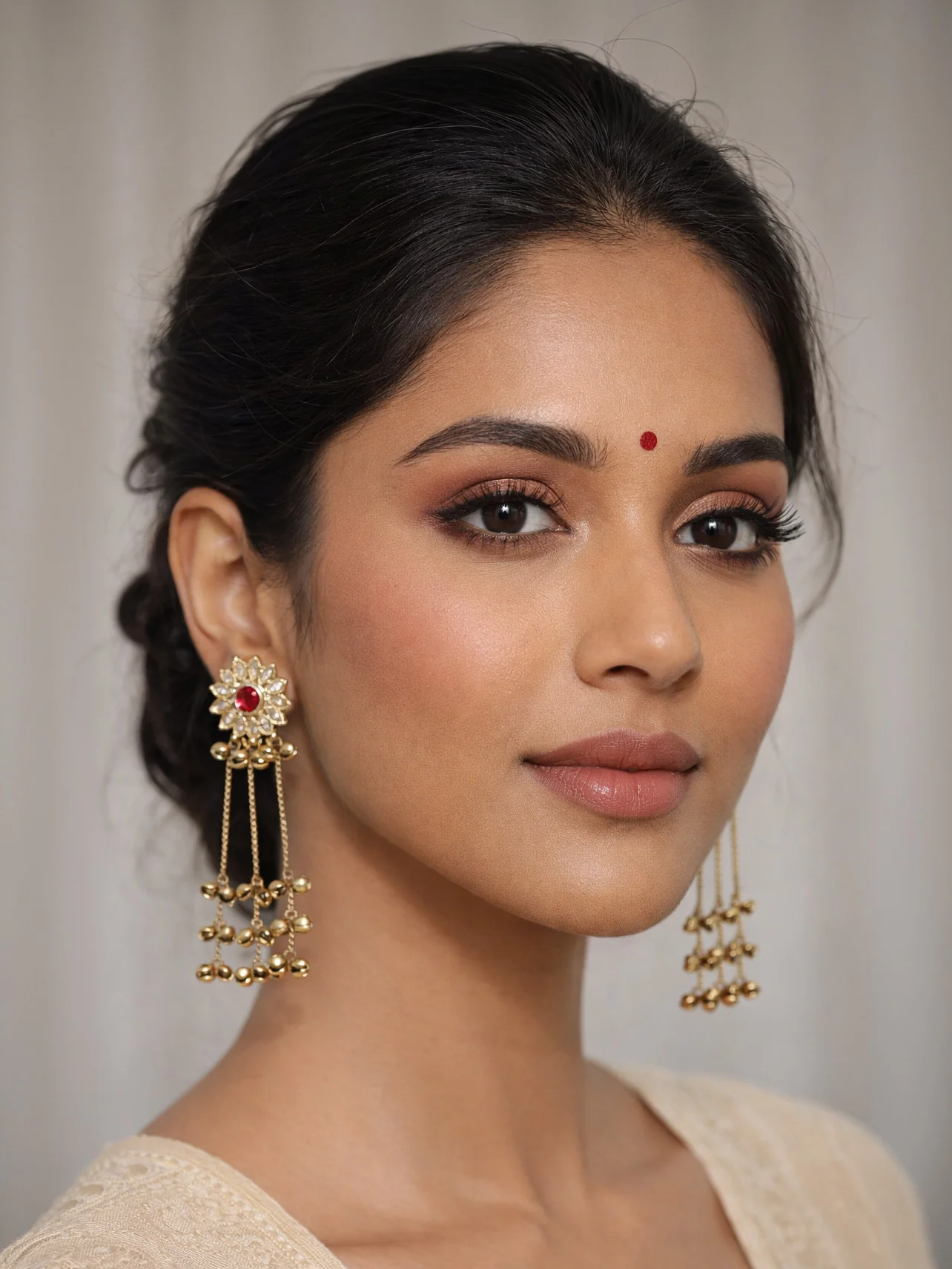 Odette Gold Alloy Stone Earrings For Women