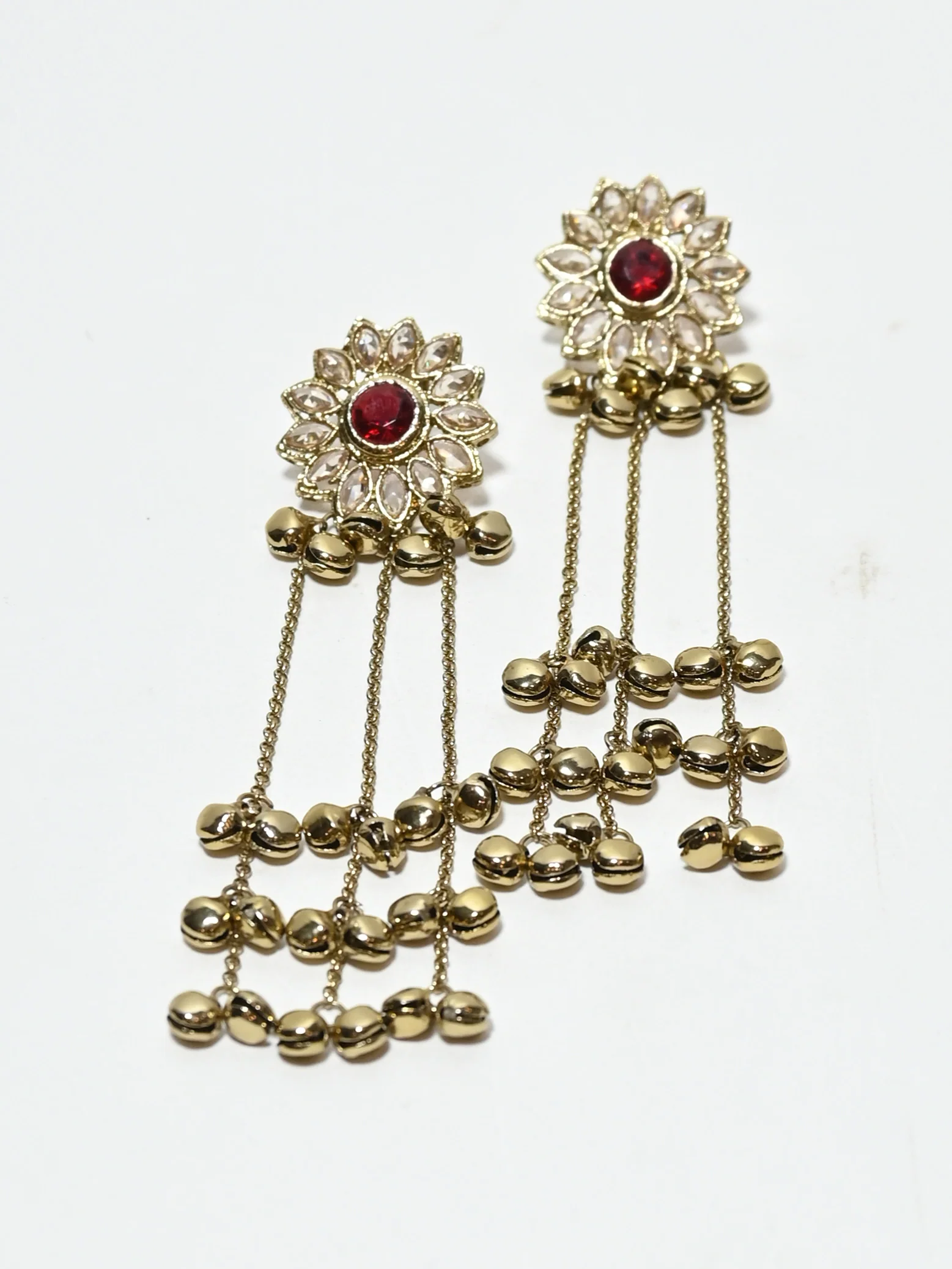 Odette Gold Alloy Stone Earrings For Women - Image 3