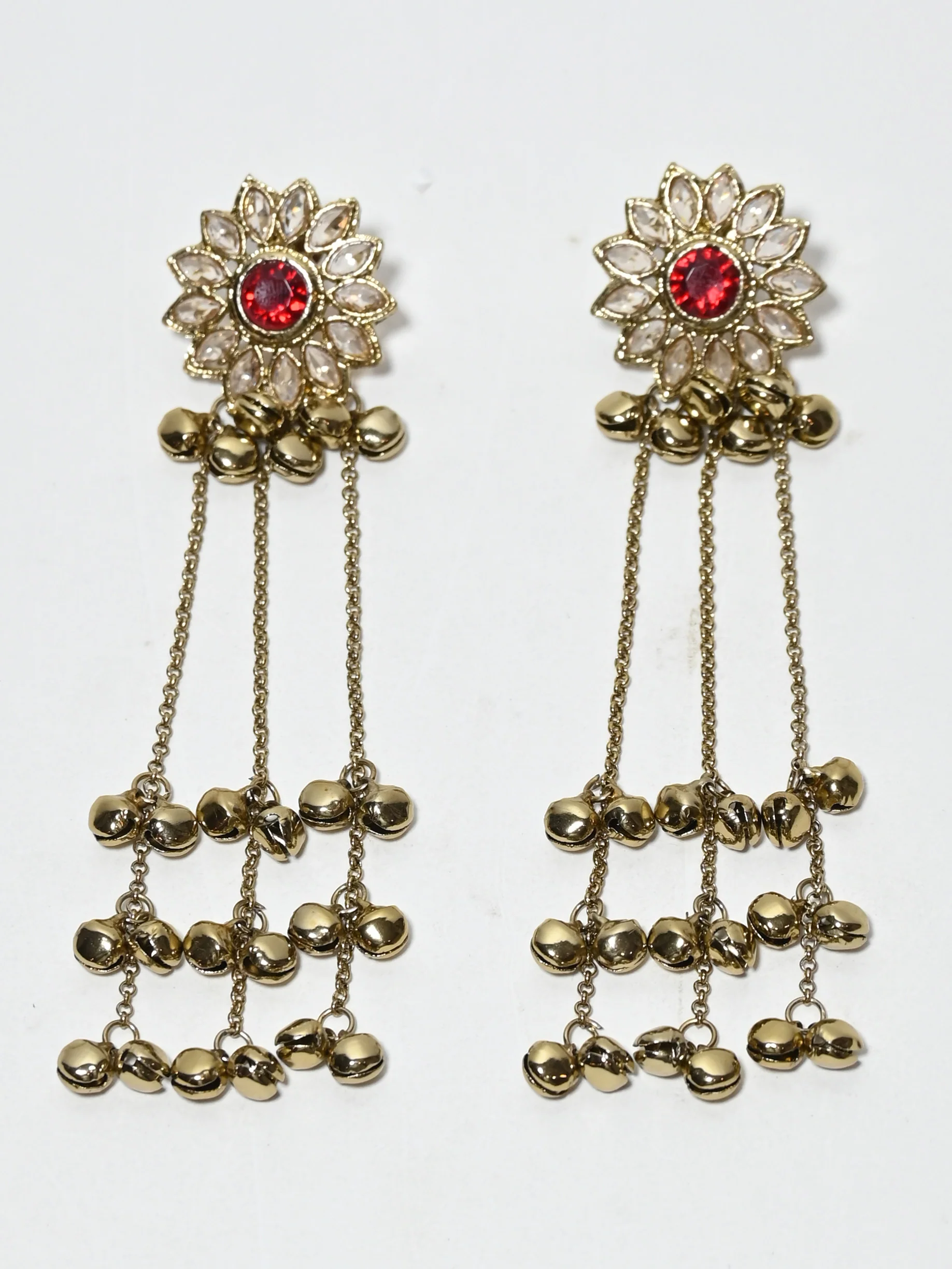 Odette Gold Alloy Stone Earrings For Women - Image 5