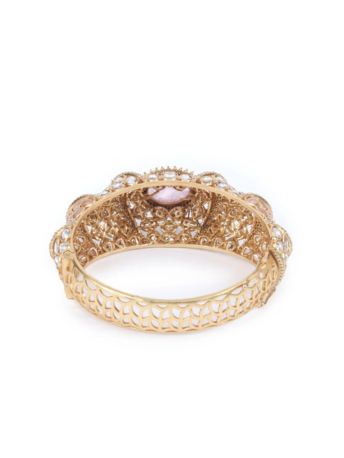 Odette Gold And Pink Mixed Metal Embellished Bracelets For Women - Image 4