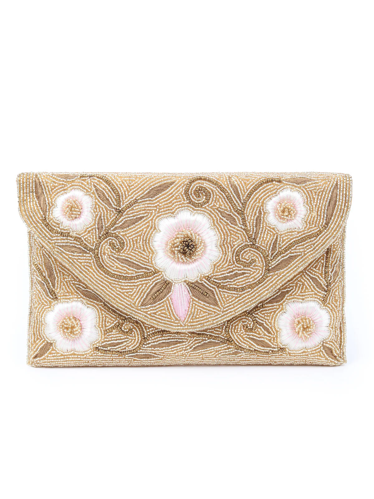 Odette Gold Beads Embellished Clutch Bag For Women - Image 4