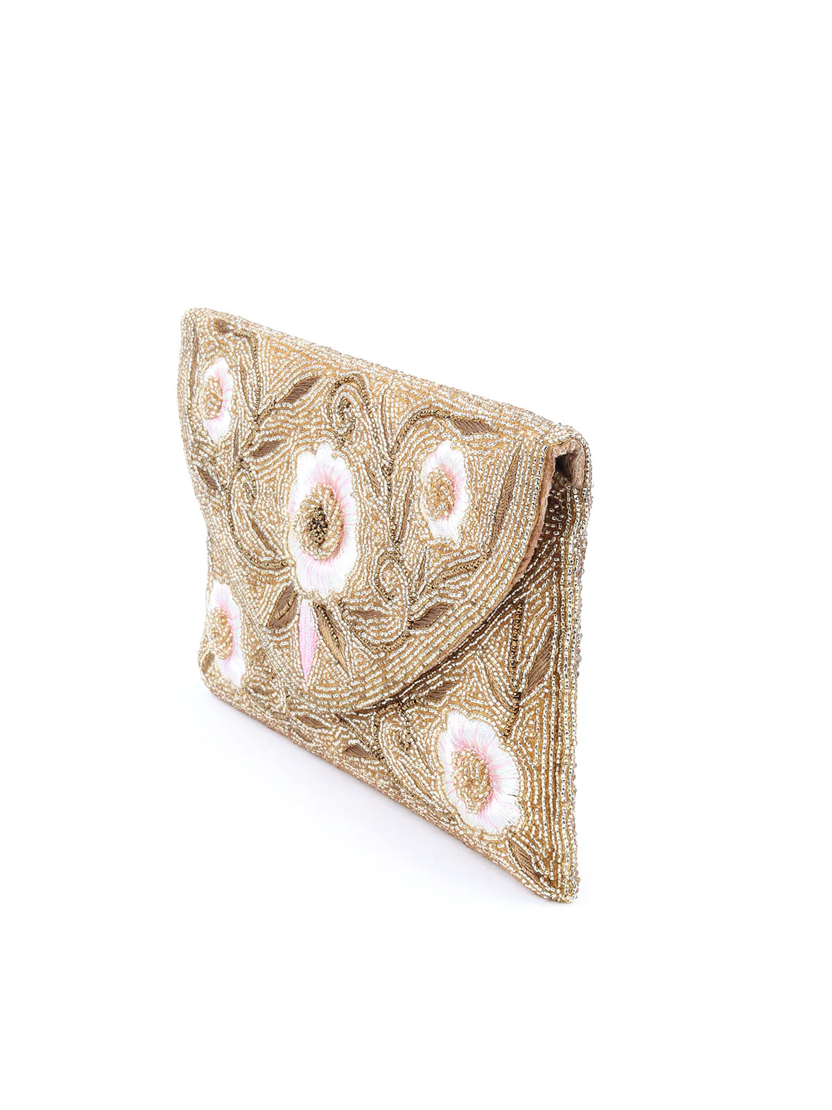 Odette Gold Beads Embellished Clutch Bag For Women - Image 5