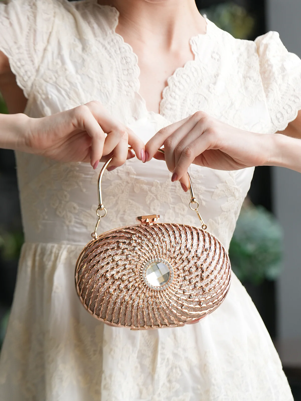 Odette Gold Embellished Clutch For Women - Image 2