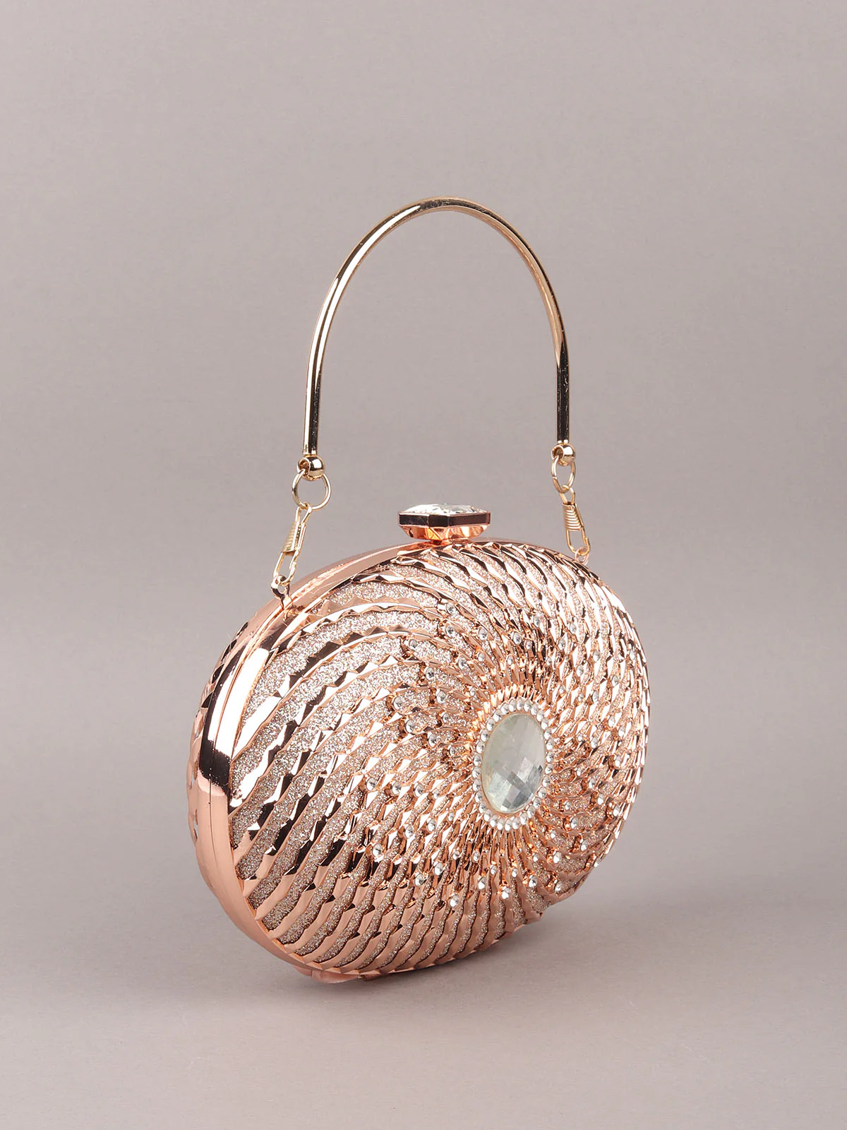 Odette Gold Embellished Clutch For Women - Image 4