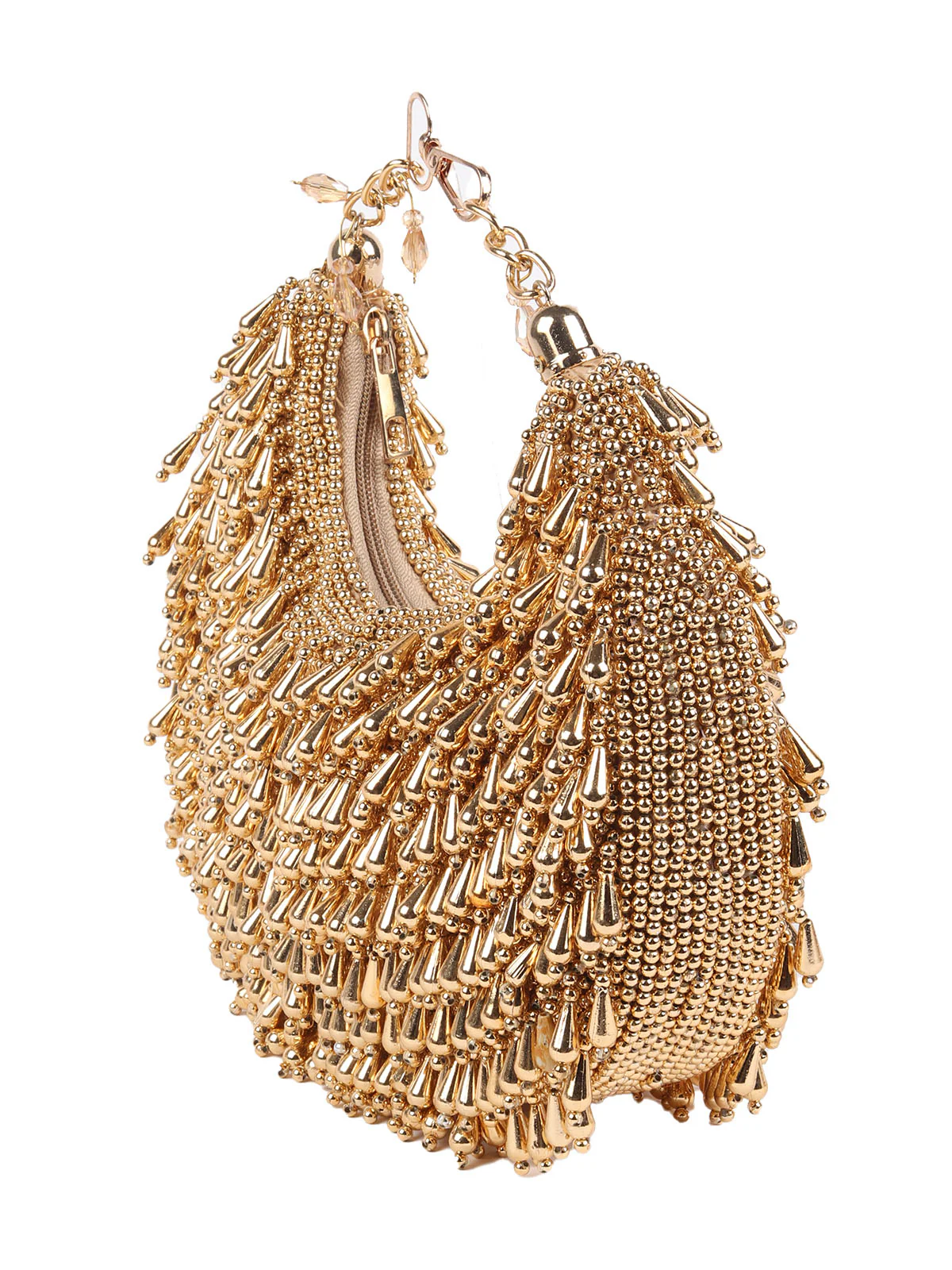 Odette Gold Embellished Clutches For Women - Image 4