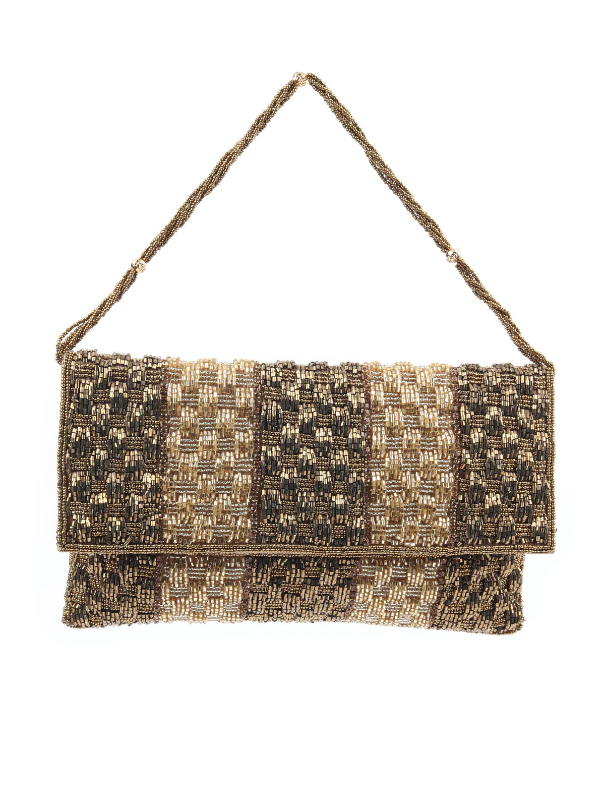 Odette Gold Jute Embellished Clutch For Women - Image 3