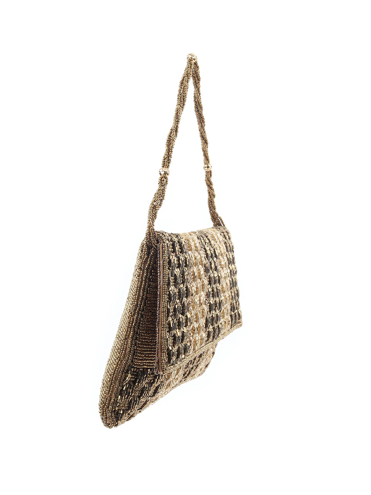 Odette Gold Jute Embellished Clutch For Women - Image 4