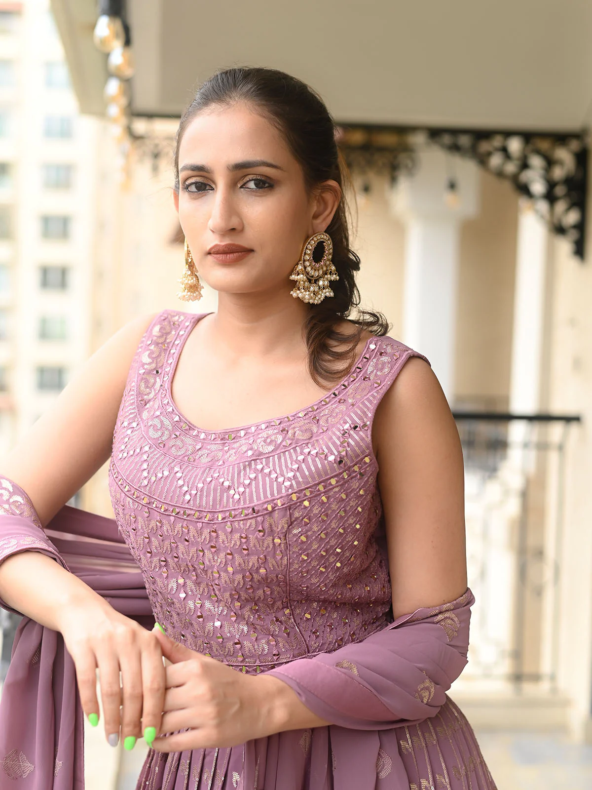 Odette Gold Kundan Gold Plated Dangler Earrings For Women - Image 2