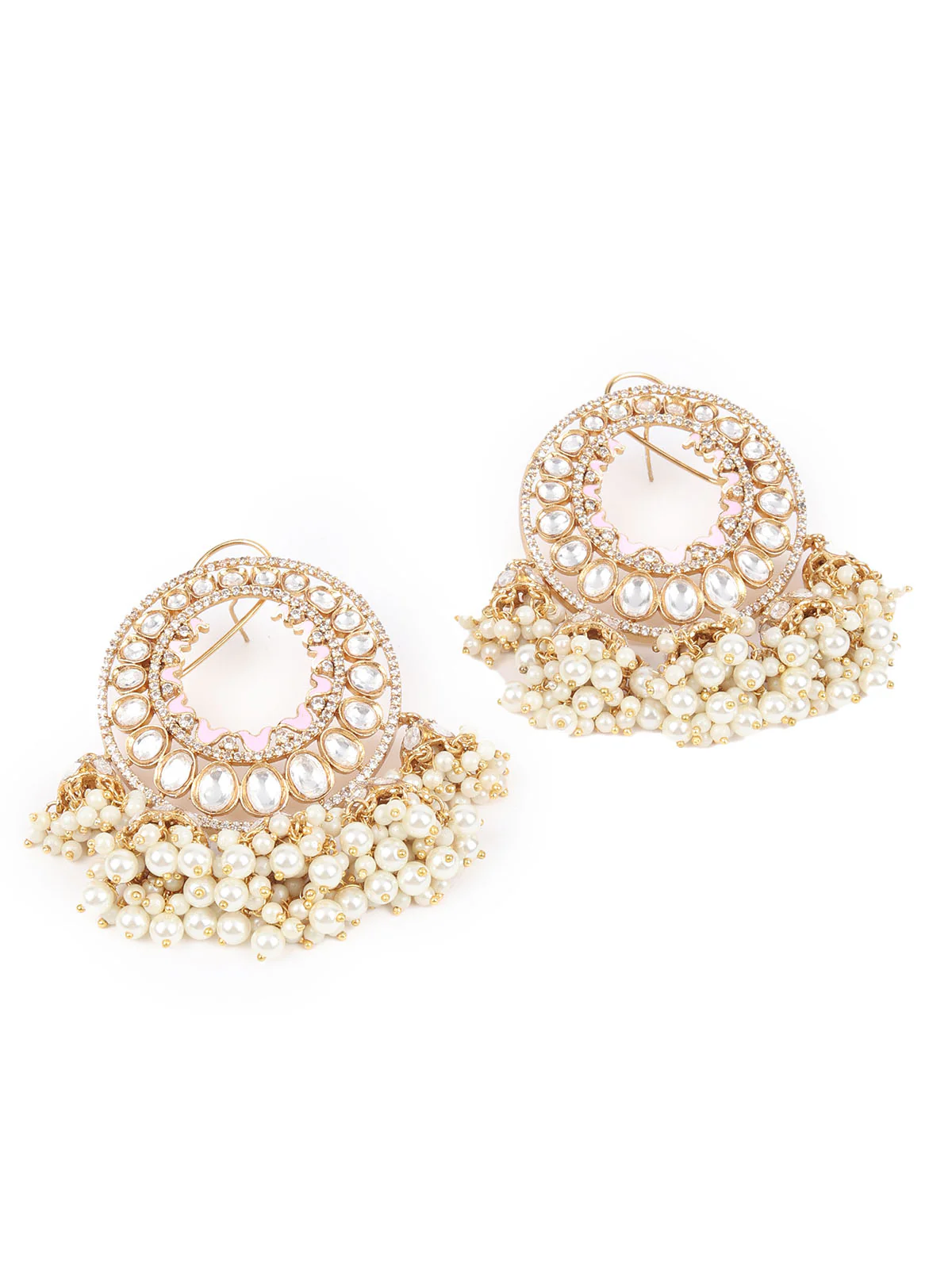 Odette Gold Kundan Gold Plated Dangler Earrings For Women - Image 4