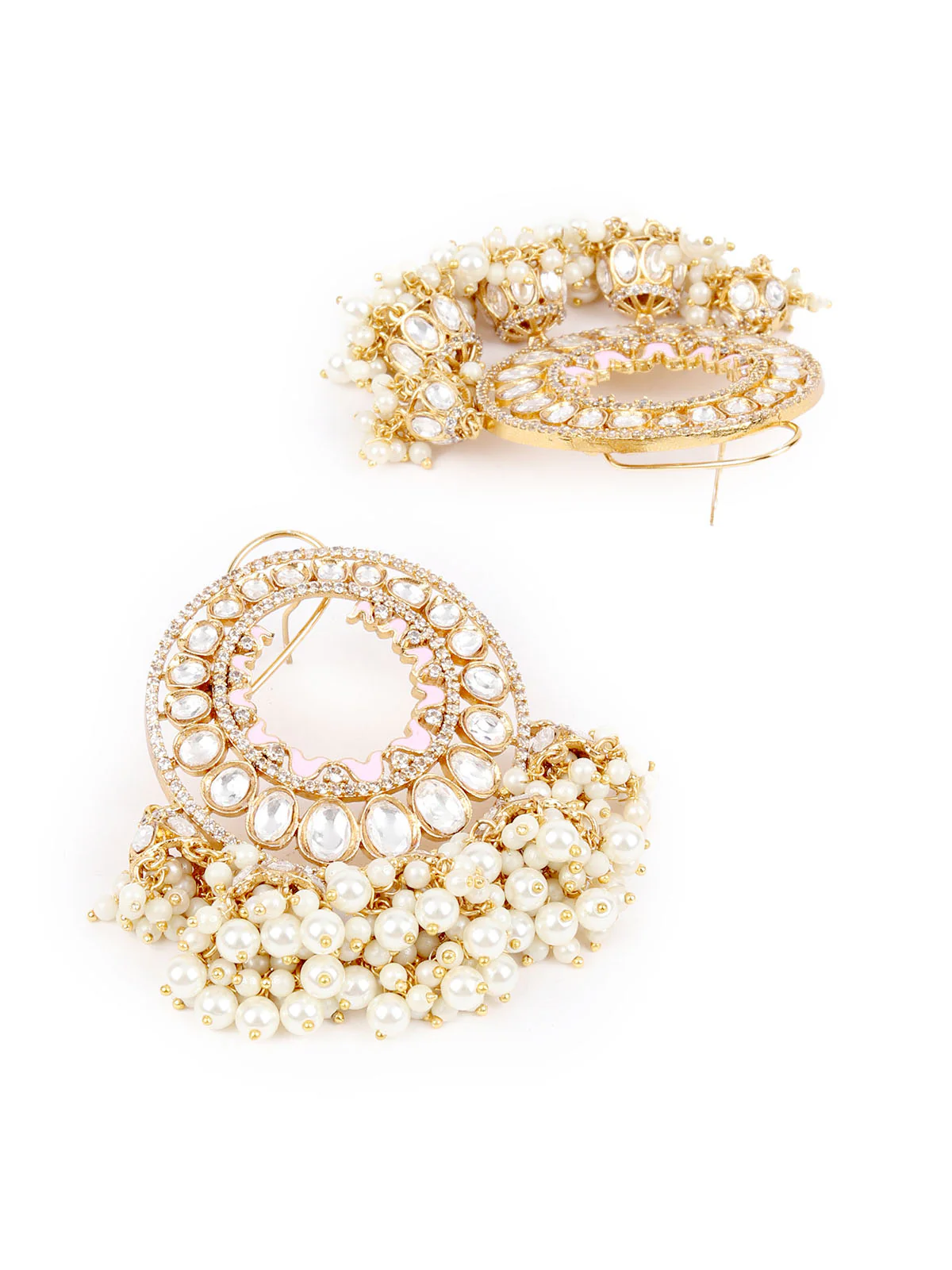 Odette Gold Kundan Gold Plated Dangler Earrings For Women - Image 5