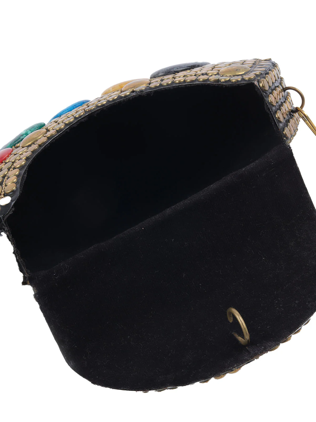 Odette Gold Metal Embellished Sling Bag For Women - Image 6