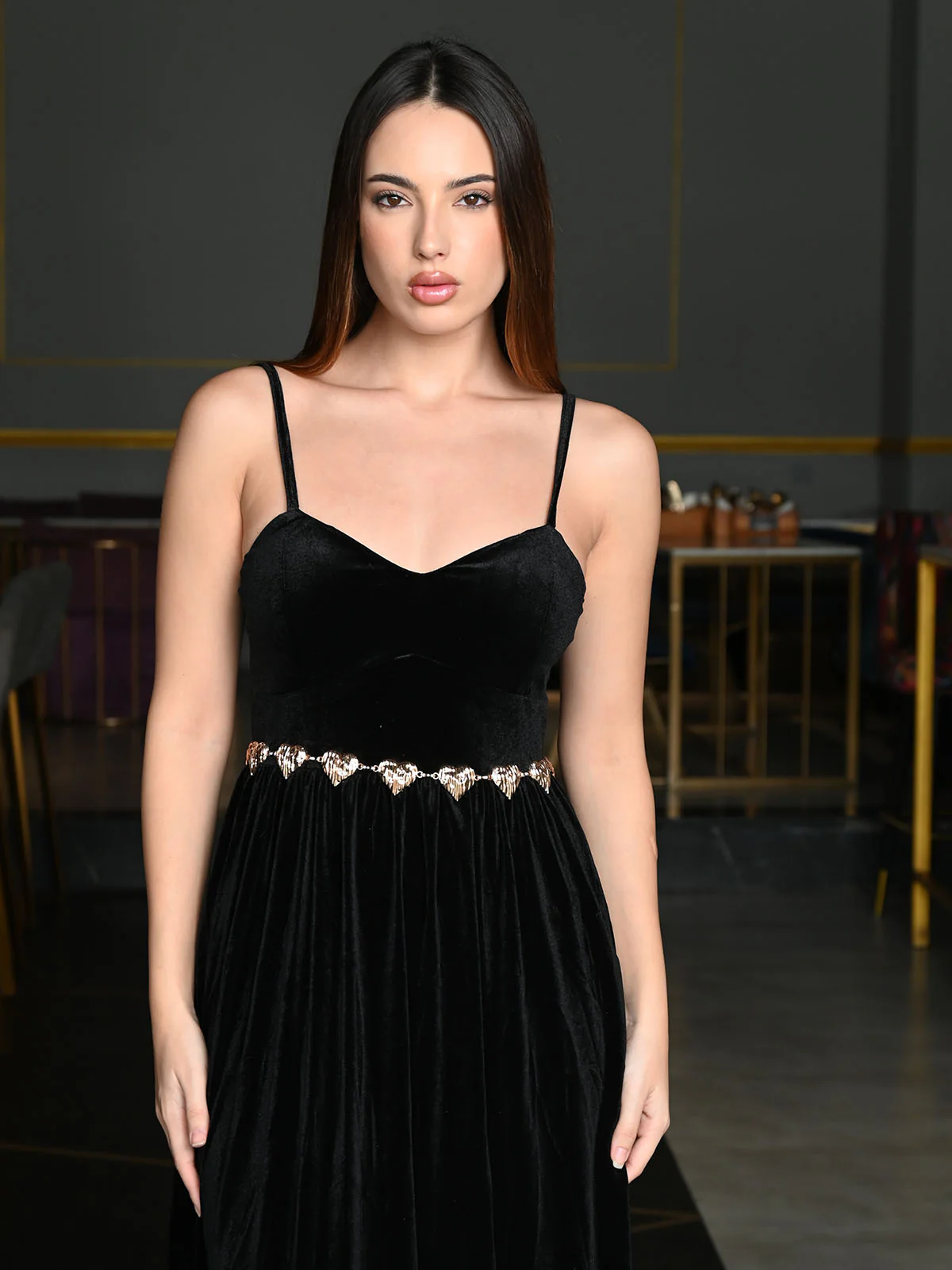 Odette Gold Metal Heart Waist Belt for Women