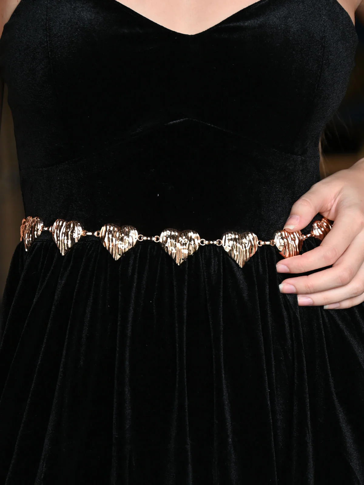Odette Gold Metal Heart Waist Belt for Women - Image 2