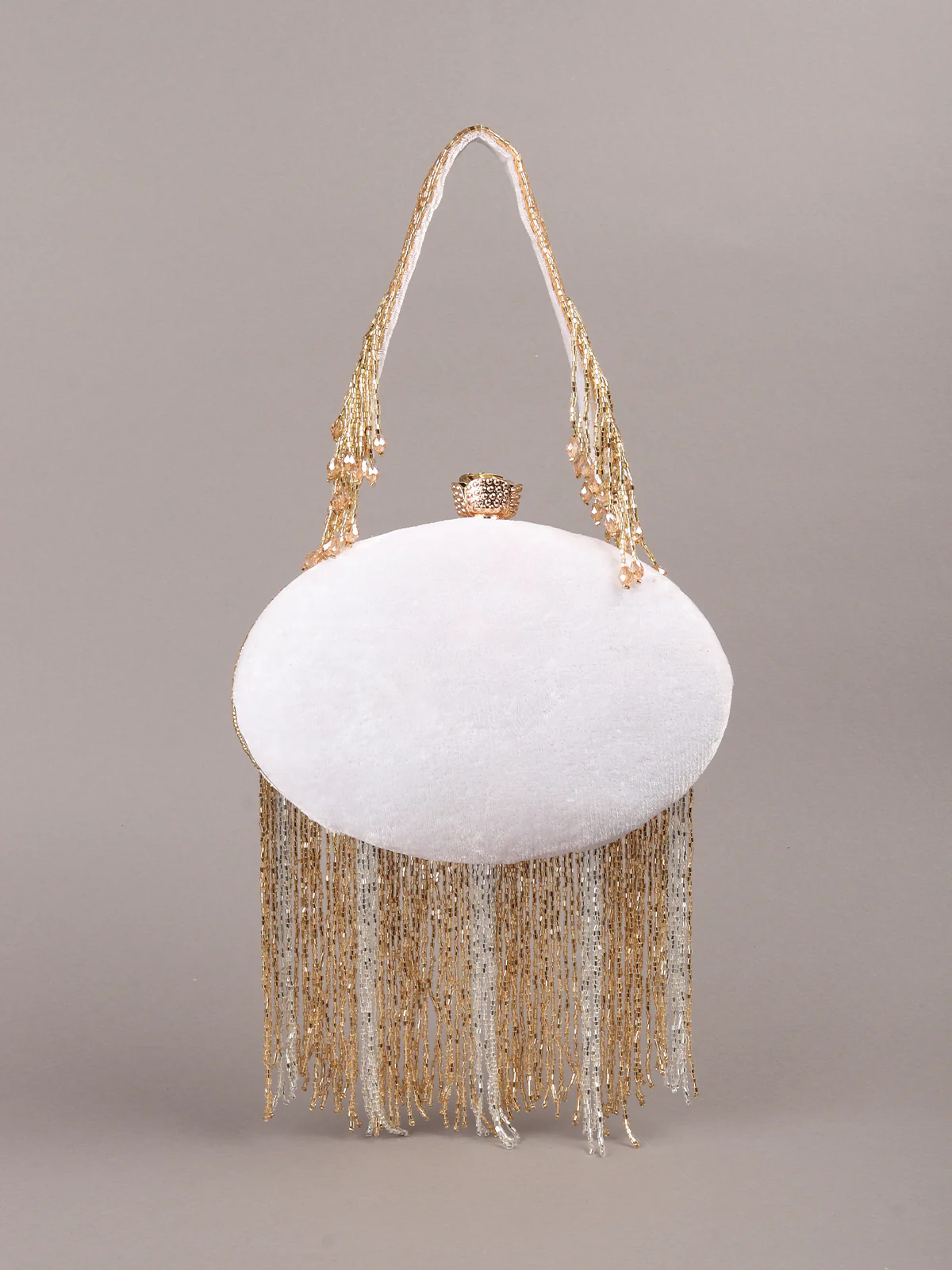 Odette Gold Mirror Embellished Clutch For Women - Image 5