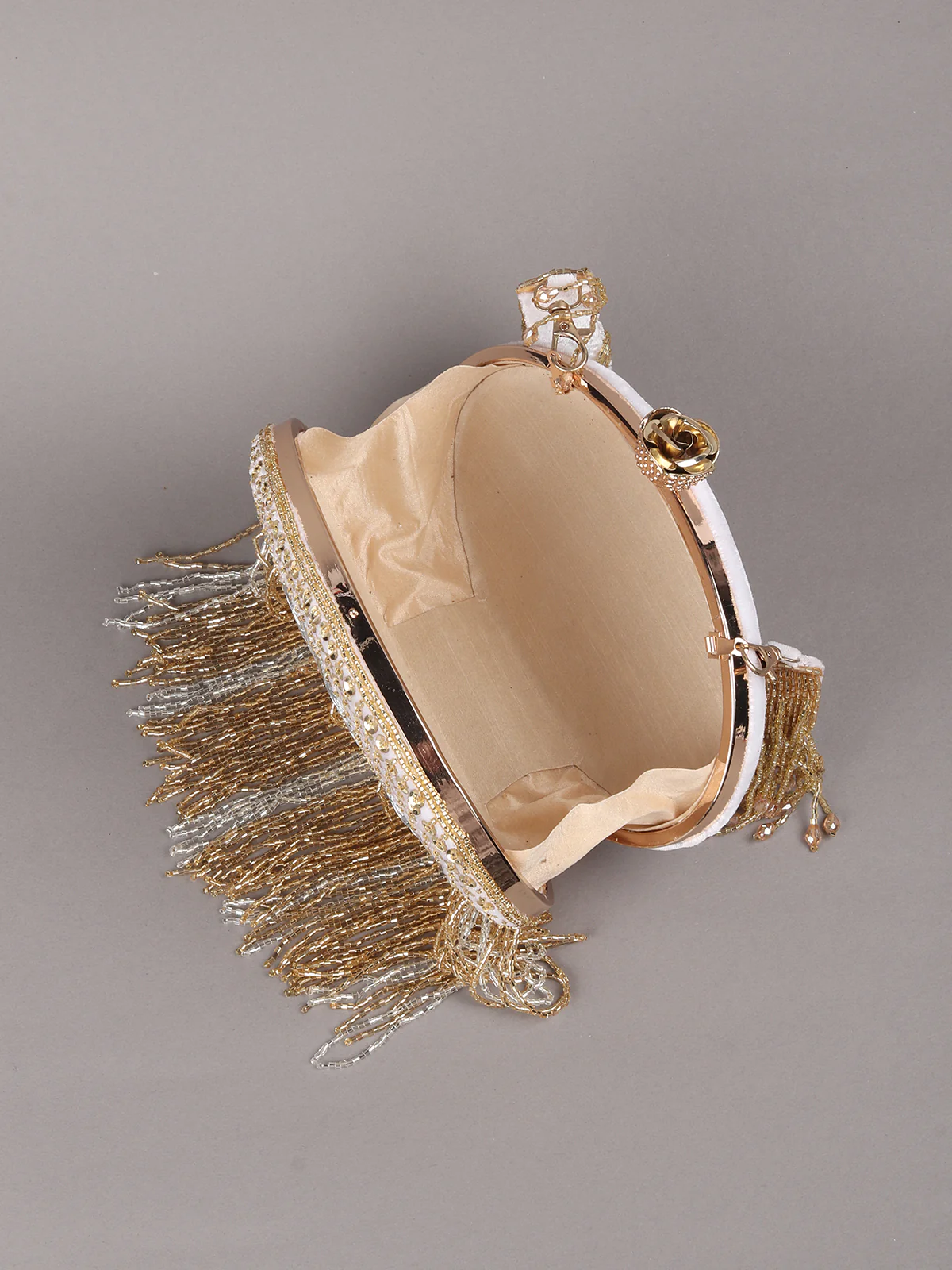 Odette Gold Mirror Embellished Clutch For Women - Image 6