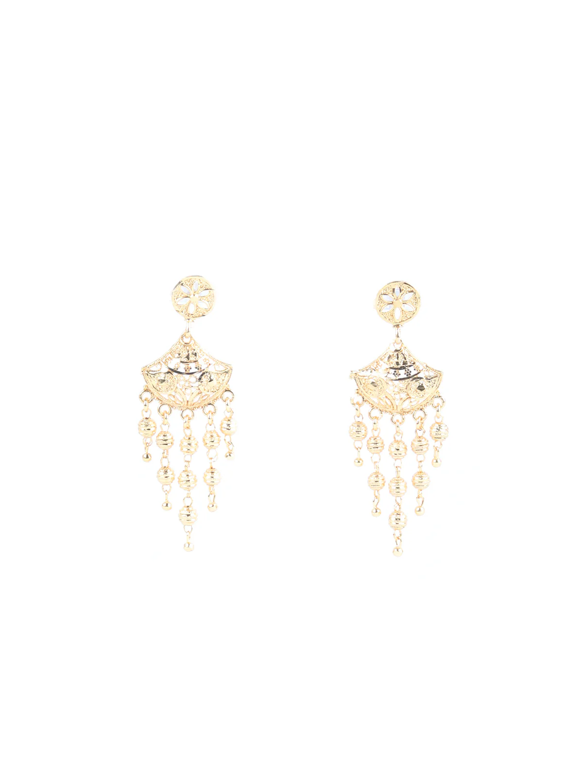 Odette Gold Multilayered Long Neckpiece Set For Women - Image 3