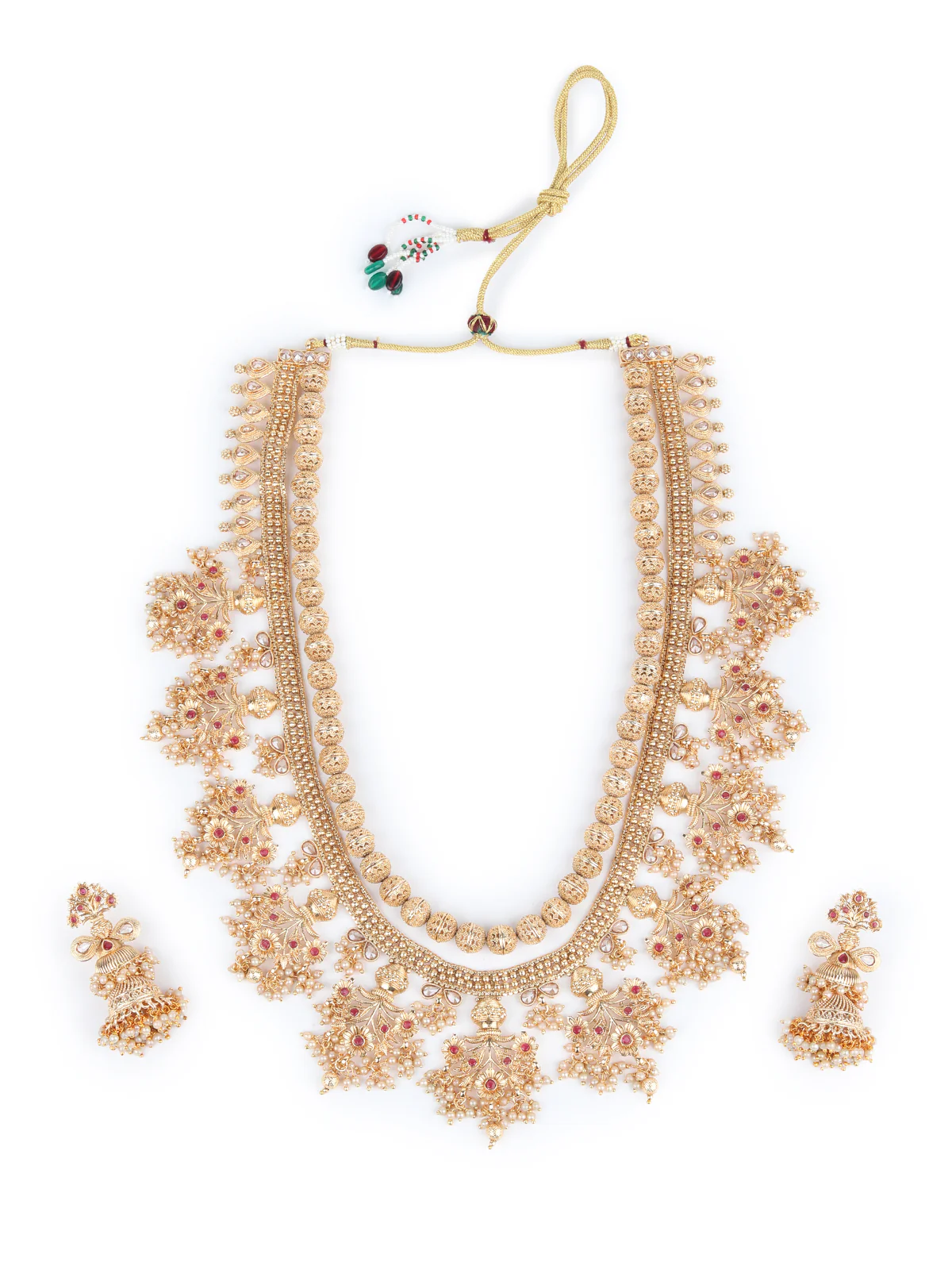 Odette Gold Pearl and Faux Stone Embellished Jewellry Set for Women - Image 2