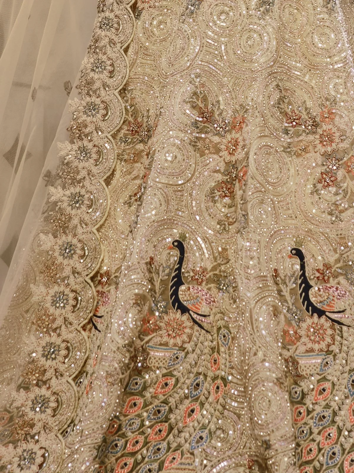 Odette Gold Soft Net Embroidered Semi-Stitched Lehenga With Unstitched Blouse For Women - Image 6