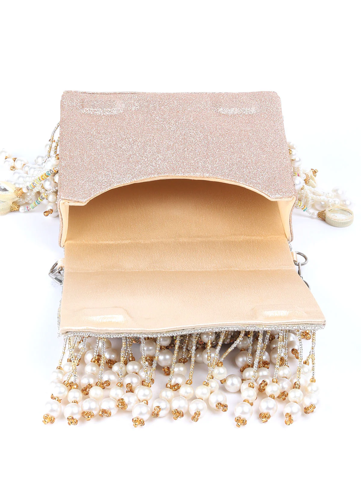 Odette Gold Tassels Embellished Clutch For Women - Image 6