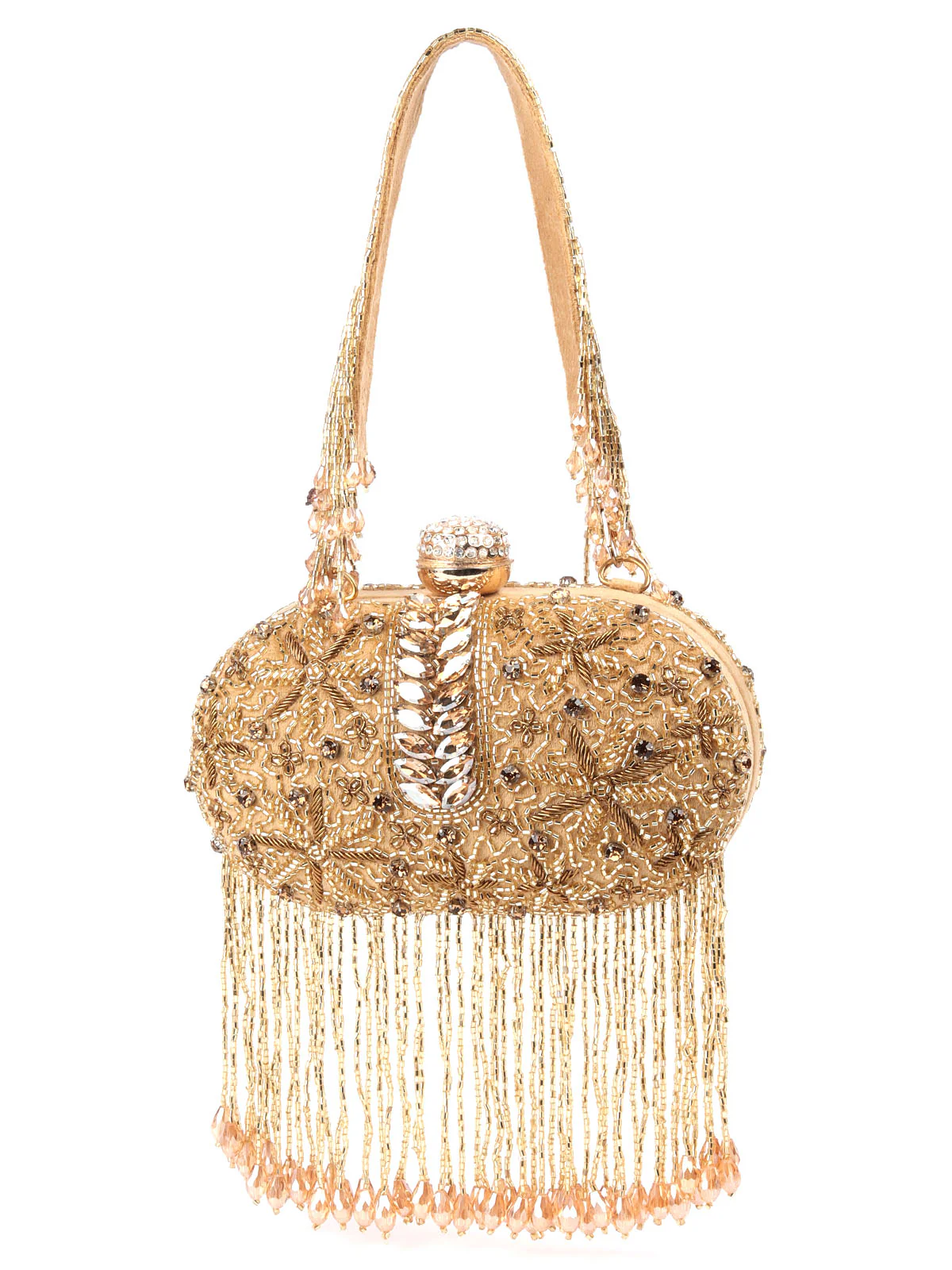 Odette Gold Tassels Embellished Clutch For Women - Image 3