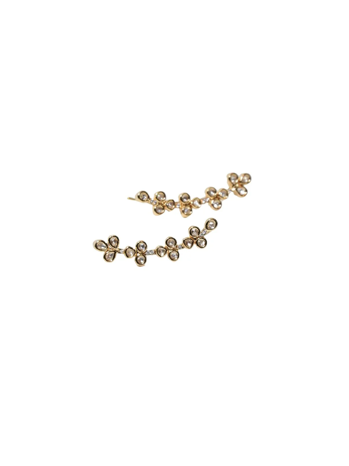 Odette Golden Alloy Embellished Earrings For Women - Image 3