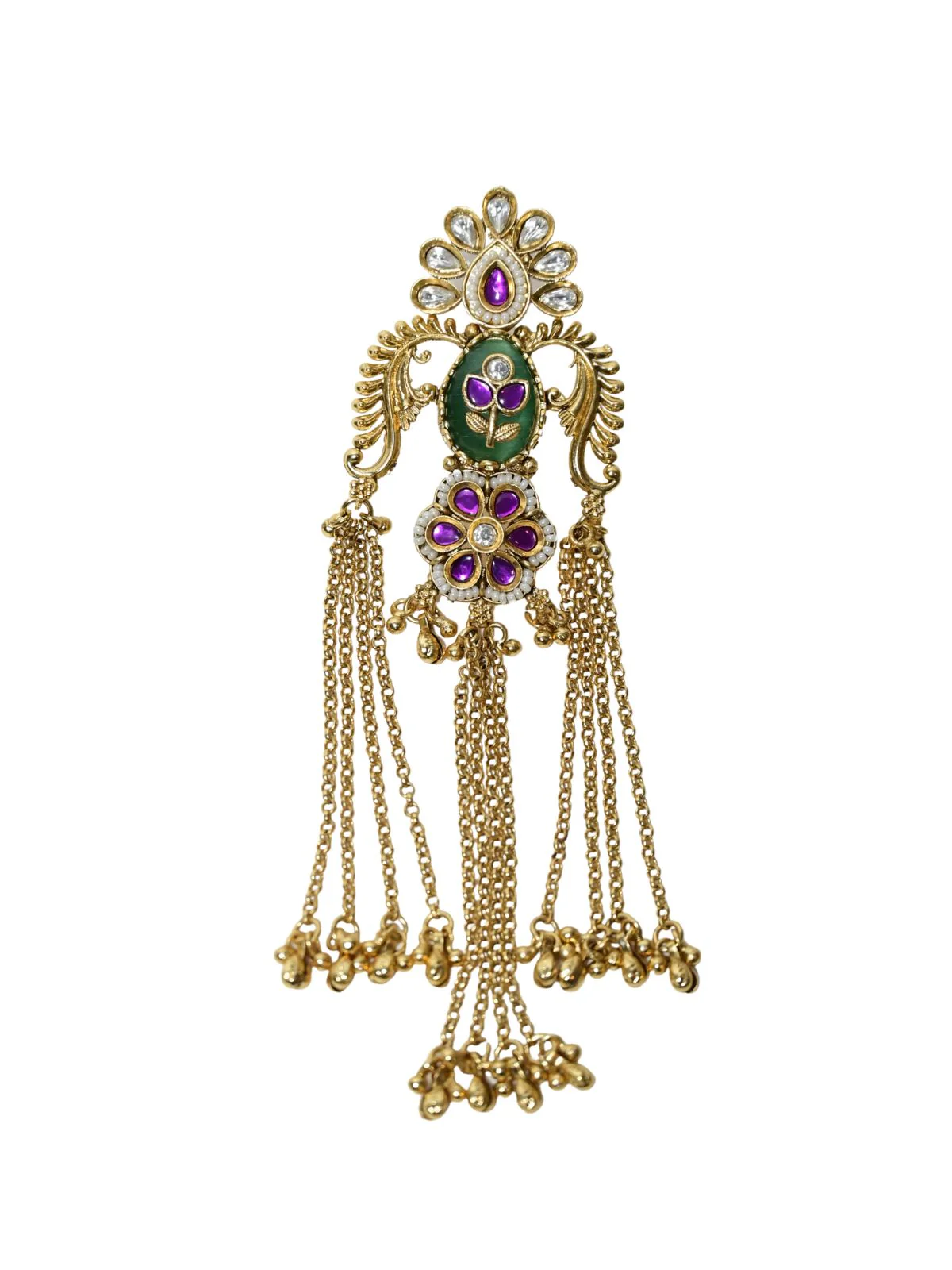 Odette Golden Alloy Embellished Earrings For Women - Image 4
