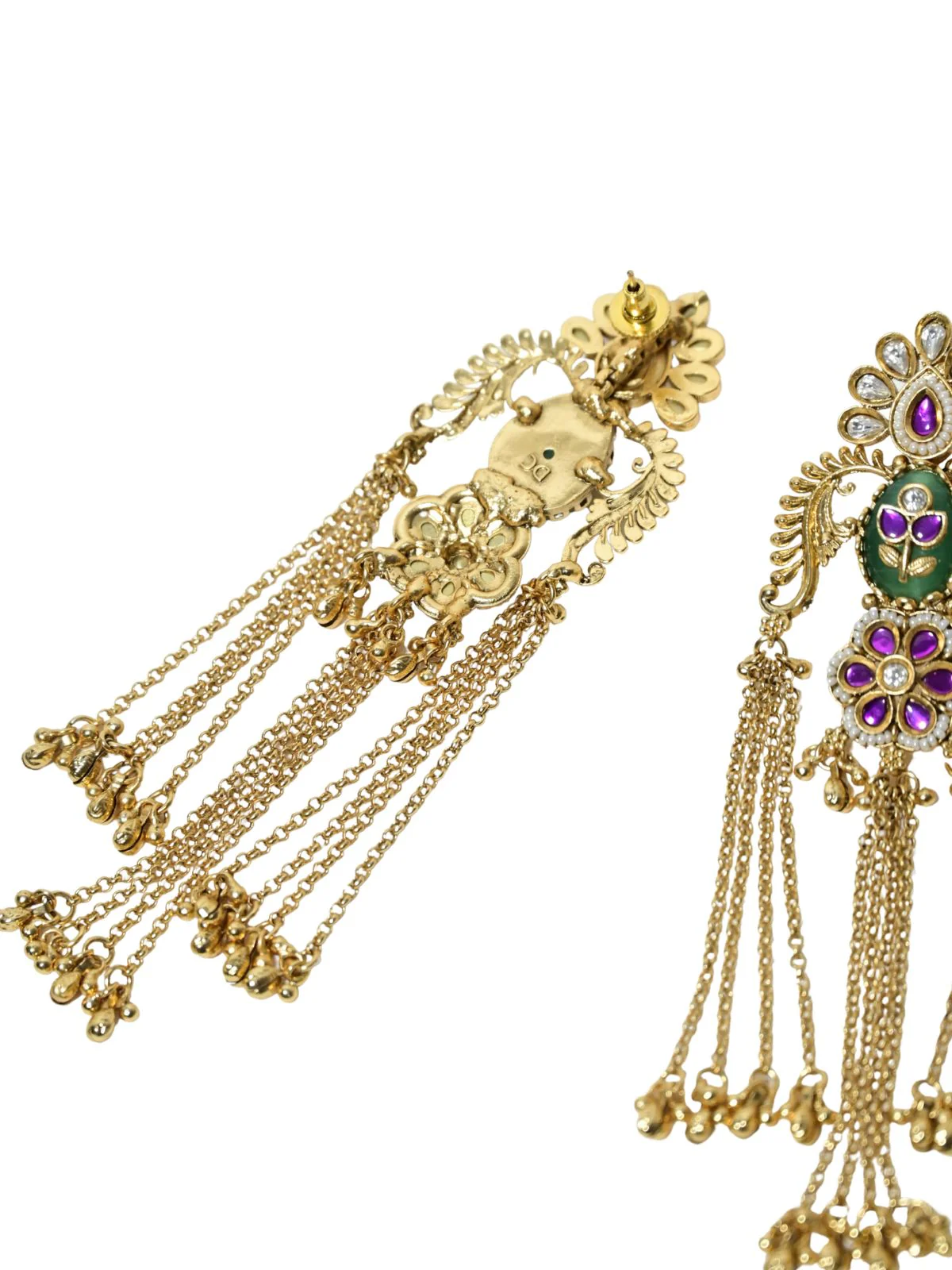 Odette Golden Alloy Embellished Earrings For Women - Image 5