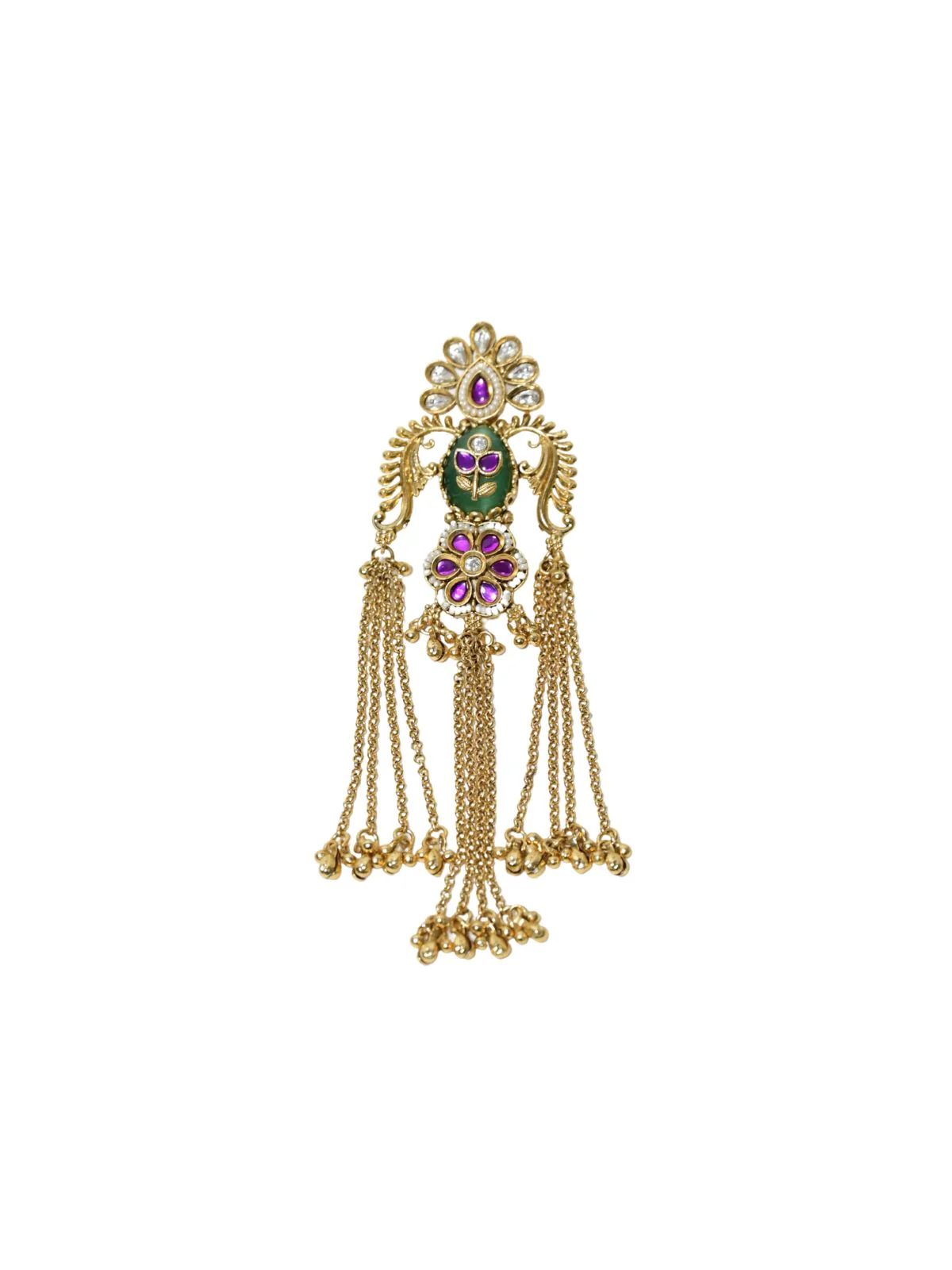 Odette Golden Alloy Embellished Earrings For Women - Image 6