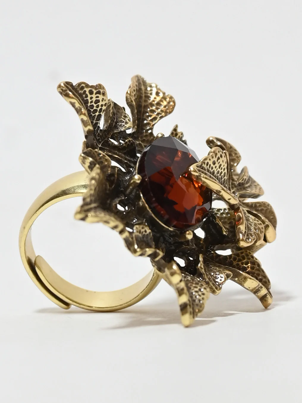 Odette Golden Alloy Embellished Ring For Women - Image 5