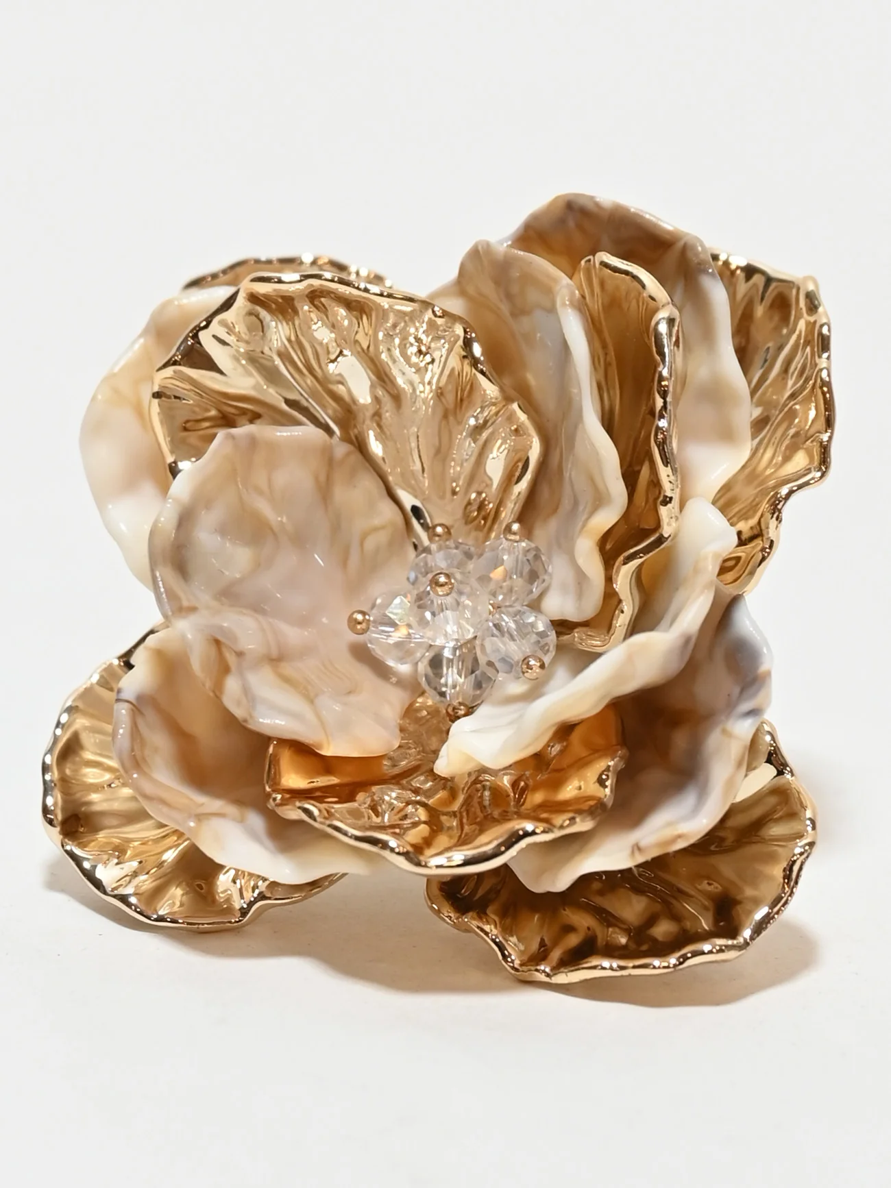 Odette Golden Alloy Embellished Ring For Women - Image 2