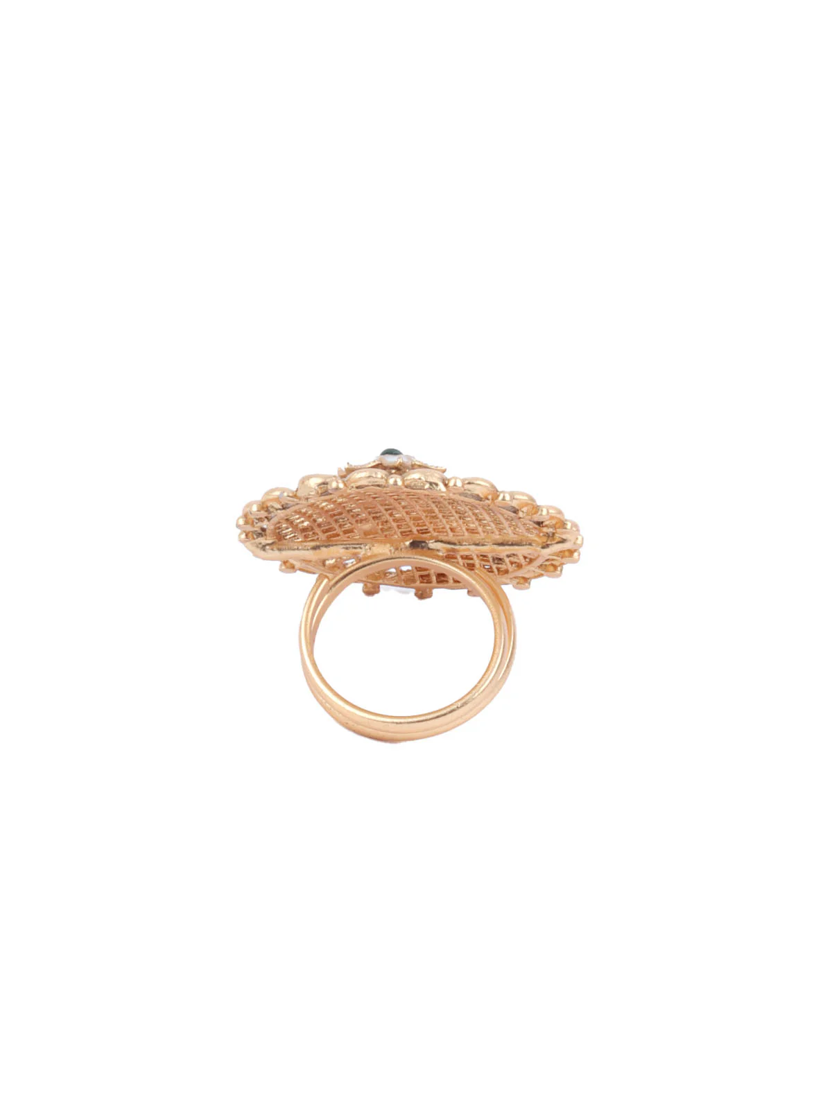 Odette Golden Alloy Embellished Ring For Women - Image 6