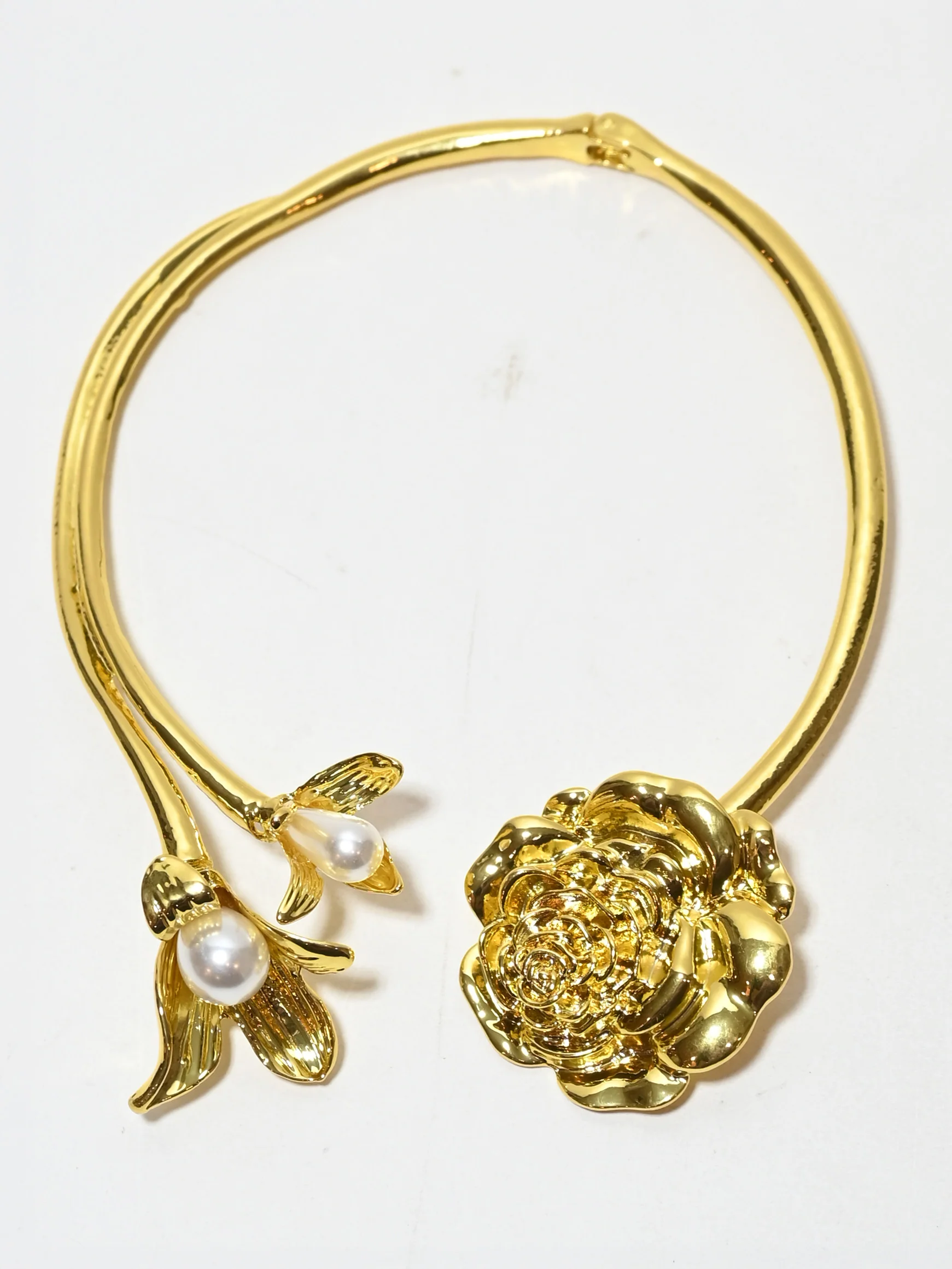 Odette Golden Alloy Pearl Neckpiece For Women - Image 2