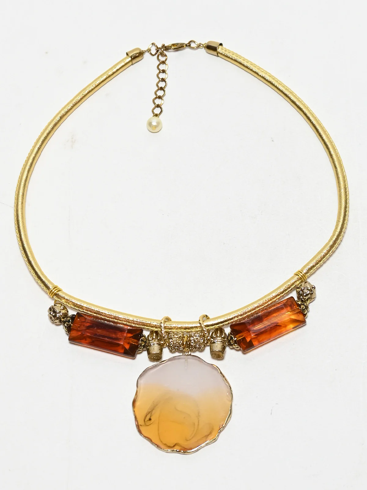 Odette Golden And Maroon PU Embellished Jewellery Set For Women - Image 4