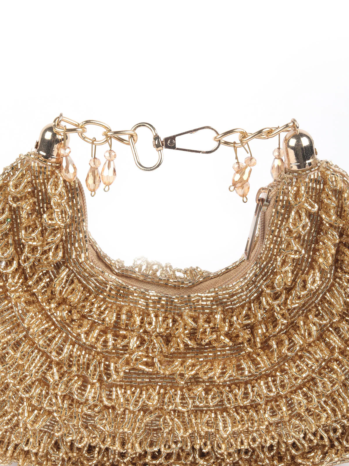 Odette Golden Beaded Moon Clutch For Women - Image 7