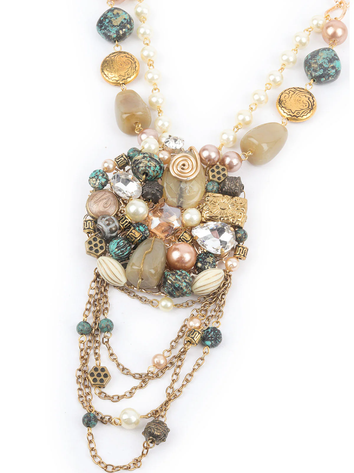 Odette Golden & Blue Alloy Embellished Jewellery Set For Women - Image 5