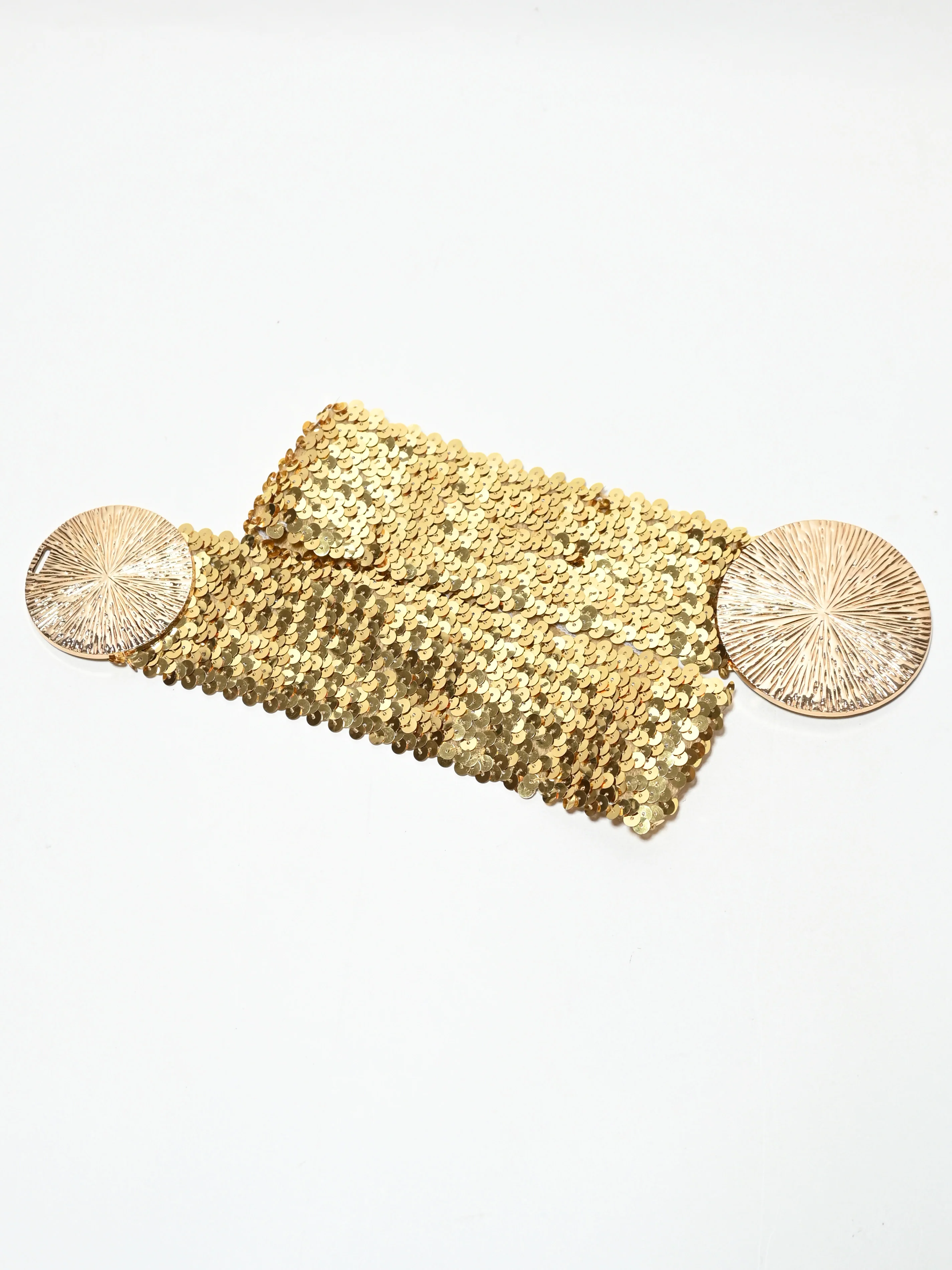 Odette Golden Elastic Sequin Work Belt For Women - Image 4