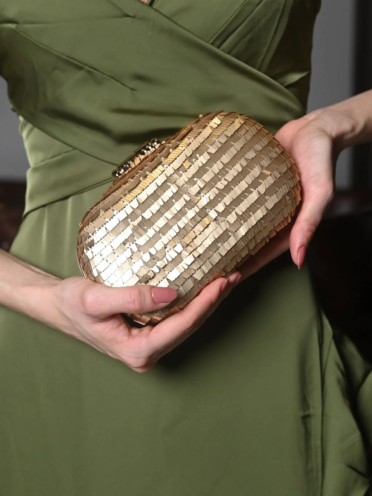 Odette Golden Embroidered Clutch For Women - Image 2