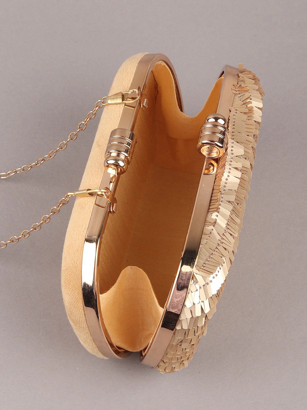 Odette Golden Embroidered Clutch For Women - Image 7