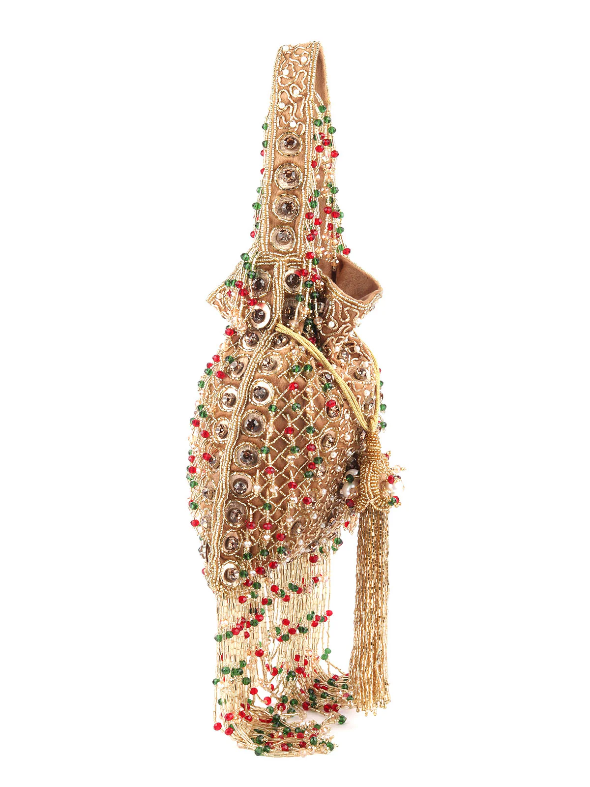 Odette Golden Embroidered Potli Bag For Women - Image 4