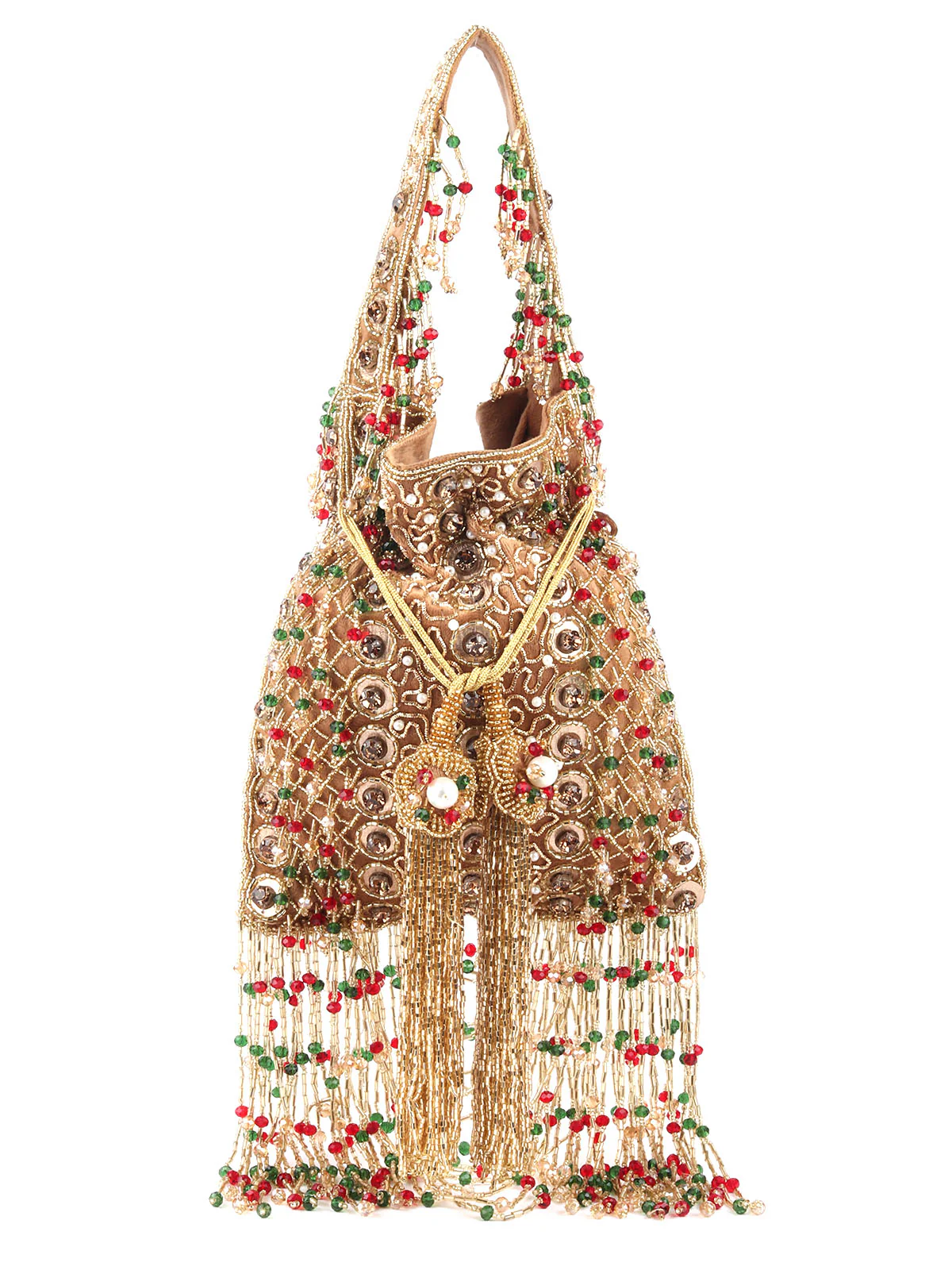 Odette Golden Embroidered Potli Bag For Women - Image 5